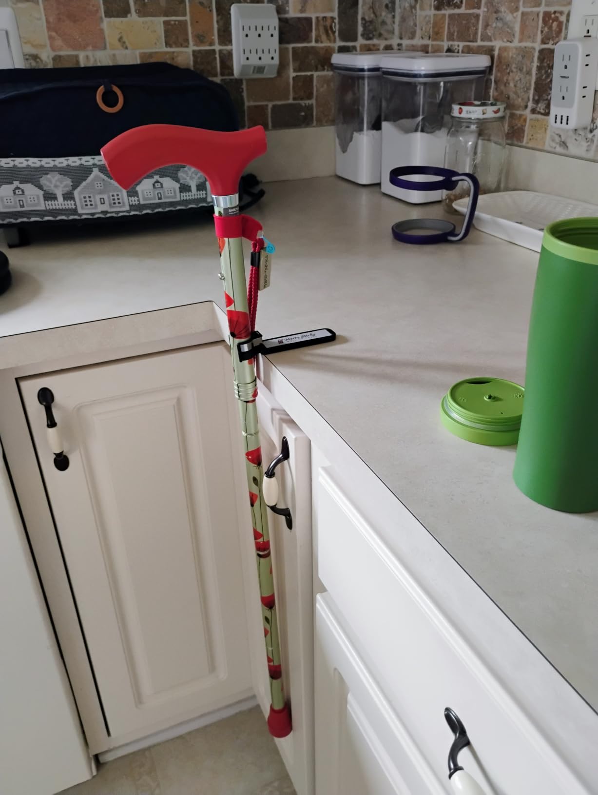 Walking Cane Holder, Smart Reflective Cane Holder Clip for Table, Walking Stick Accessories for Senior, Portable, Foldable, and Convenient customer photo 1