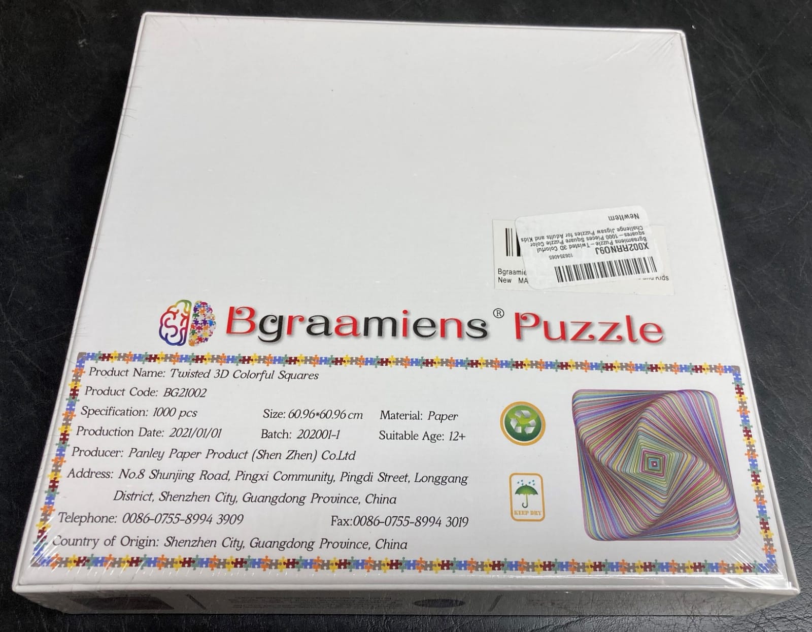 Bgraamiens Puzzle-Twisted 3D Colorful Squares-1000 Pieces Square Puzzle Color Challenge Jigsaw Puzzles for Adults customer photo 2