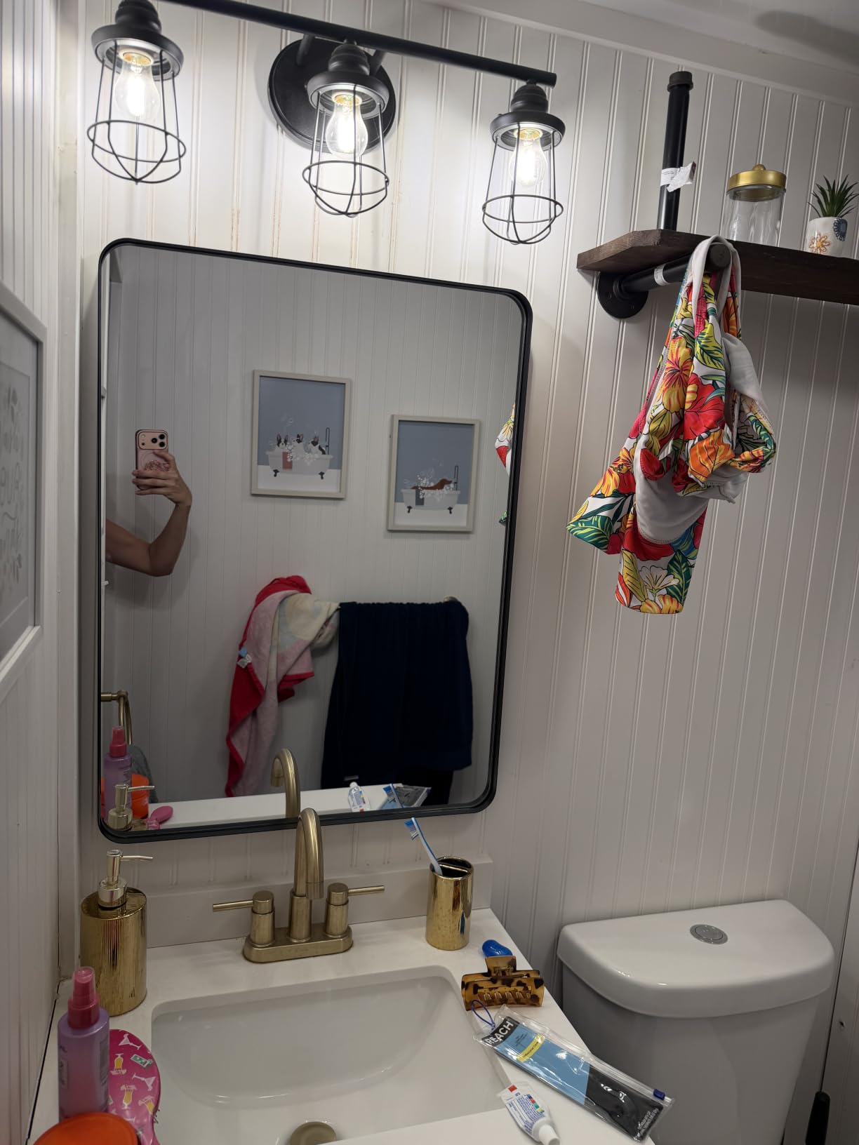 LOAAO 22X30 Inch Black Bathroom Mirror Metal Framed | Rounded Rectangle, Matte Black Bathroom Vanity Mirror, Anti-Rust, Hangs Horizontally or Vertically customer photo 1