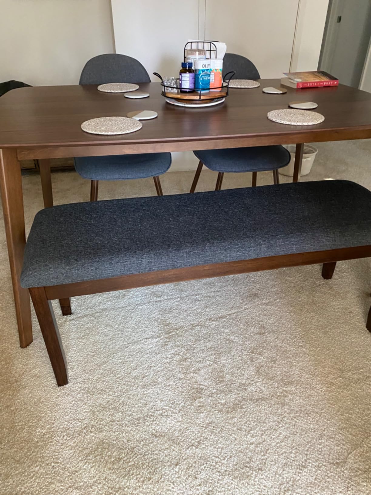 GIANTEX Dining Room Bench with Upholstered Padded Seat, 660lbs Capacity, 47