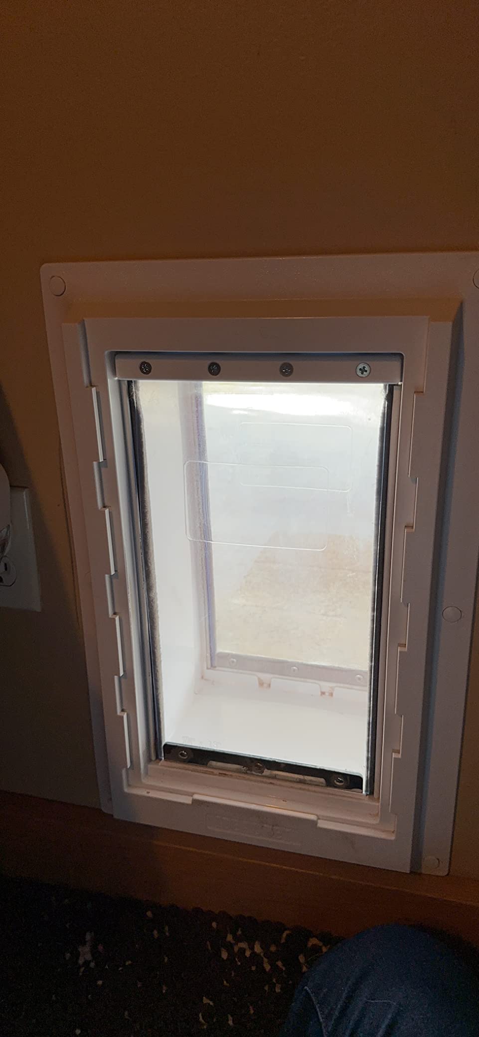 Ideal Pet Products Wall Entry Pet Door Double Flap for Walls | Built-in Telescoping Tunnel and Lock-Out Slide, Extra Large 9-3/4