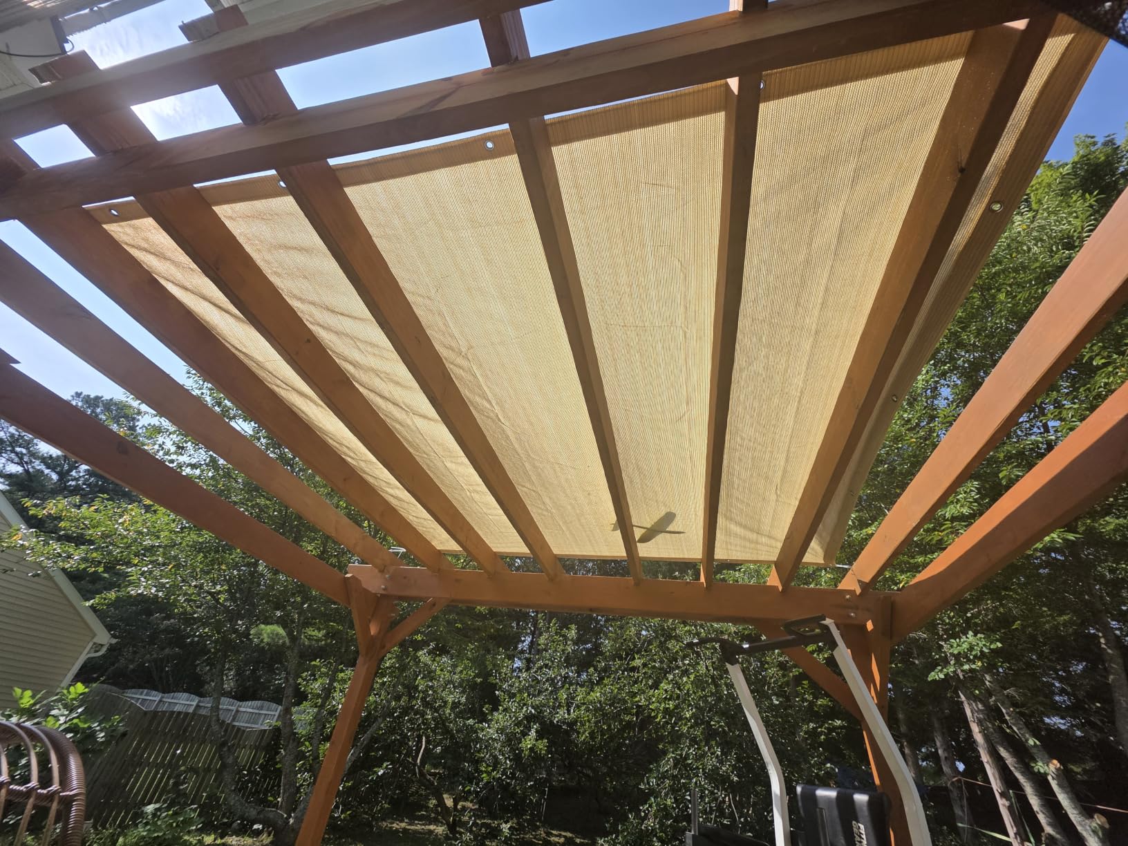 90% Outdoor Sun Shade Cloth, 10' x 12', Pergola, Deck, and Backyard Patio Sunshade with UV Protection, Heat Resistant HDPE Material, Reinforced Grommets (10x12 FT, Wheat) customer photo 1
