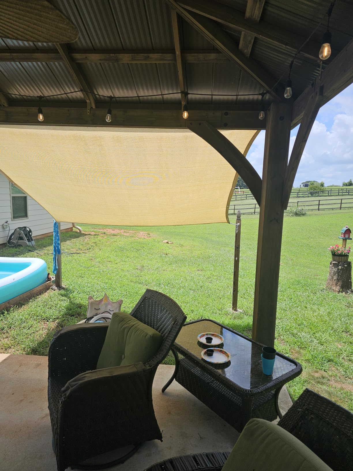 90% Outdoor Sun Shade Cloth, 10' x 12', Pergola, Deck, and Backyard Patio Sunshade with UV Protection, Heat Resistant HDPE Material, Reinforced Grommets (10x12 FT, Wheat) customer photo 2