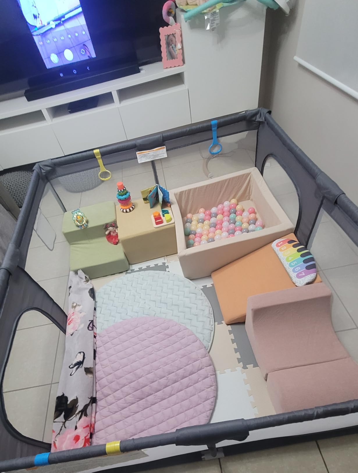MioTetto Baby Play Mat, Soft Foam Floor Tiles for Kids. Adjustable Interlocking Foam Tiles, Fits with 74x74 Playpen Baby mat for Crawling & Development, Safe & Non-Toxic Playmat for Babies 6-12 Months customer photo 1