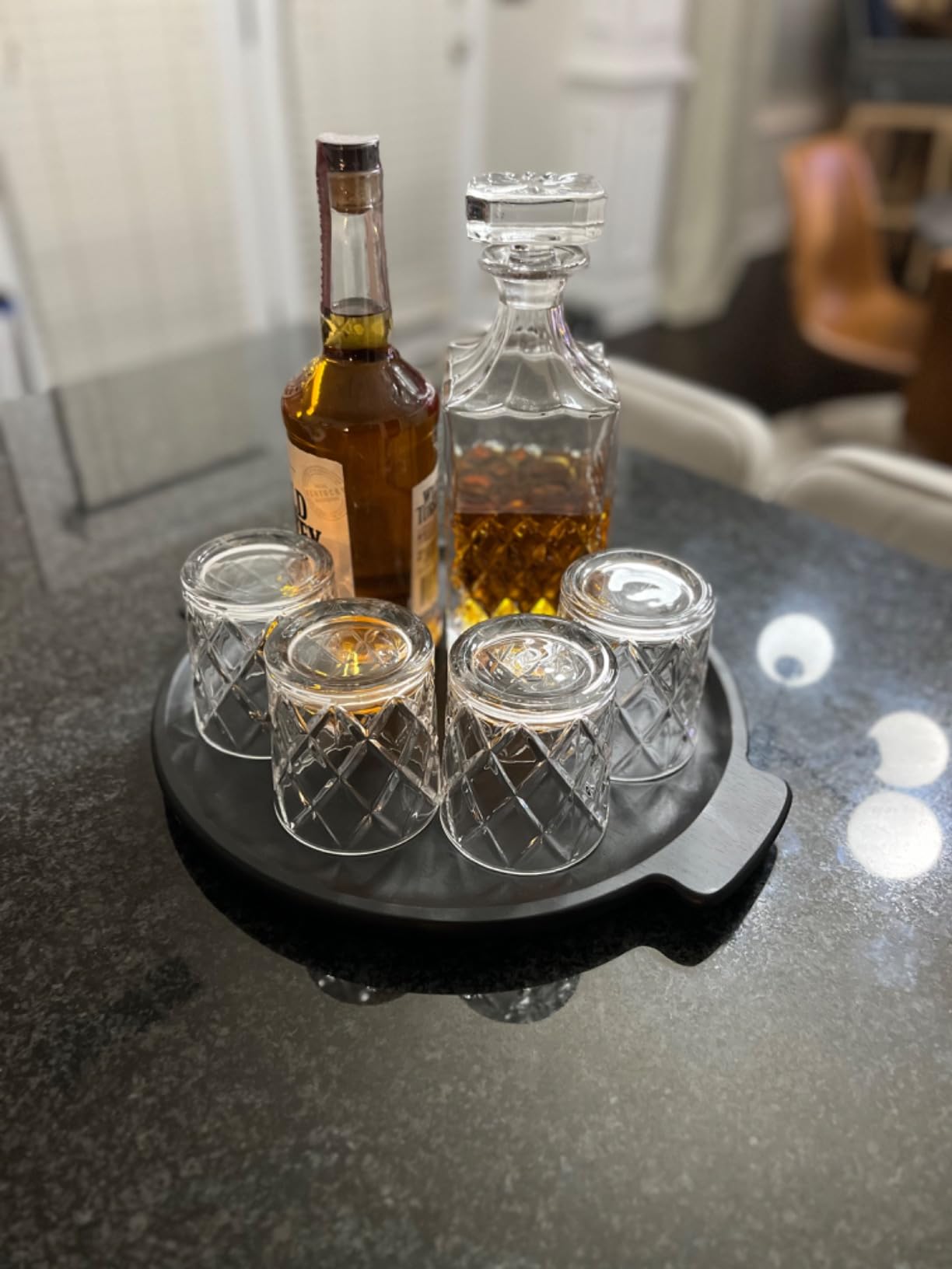 LIGHTEN LIFE Whiskey Decanter Set, Italian Crystal Decanter with 4 Whiskey Glasses in Gift Box - Bourbon Decanter for Scotch, Liquor - Birthday, Anniversary Bourbon Gifts for Men, Dad, Husband customer photo 1