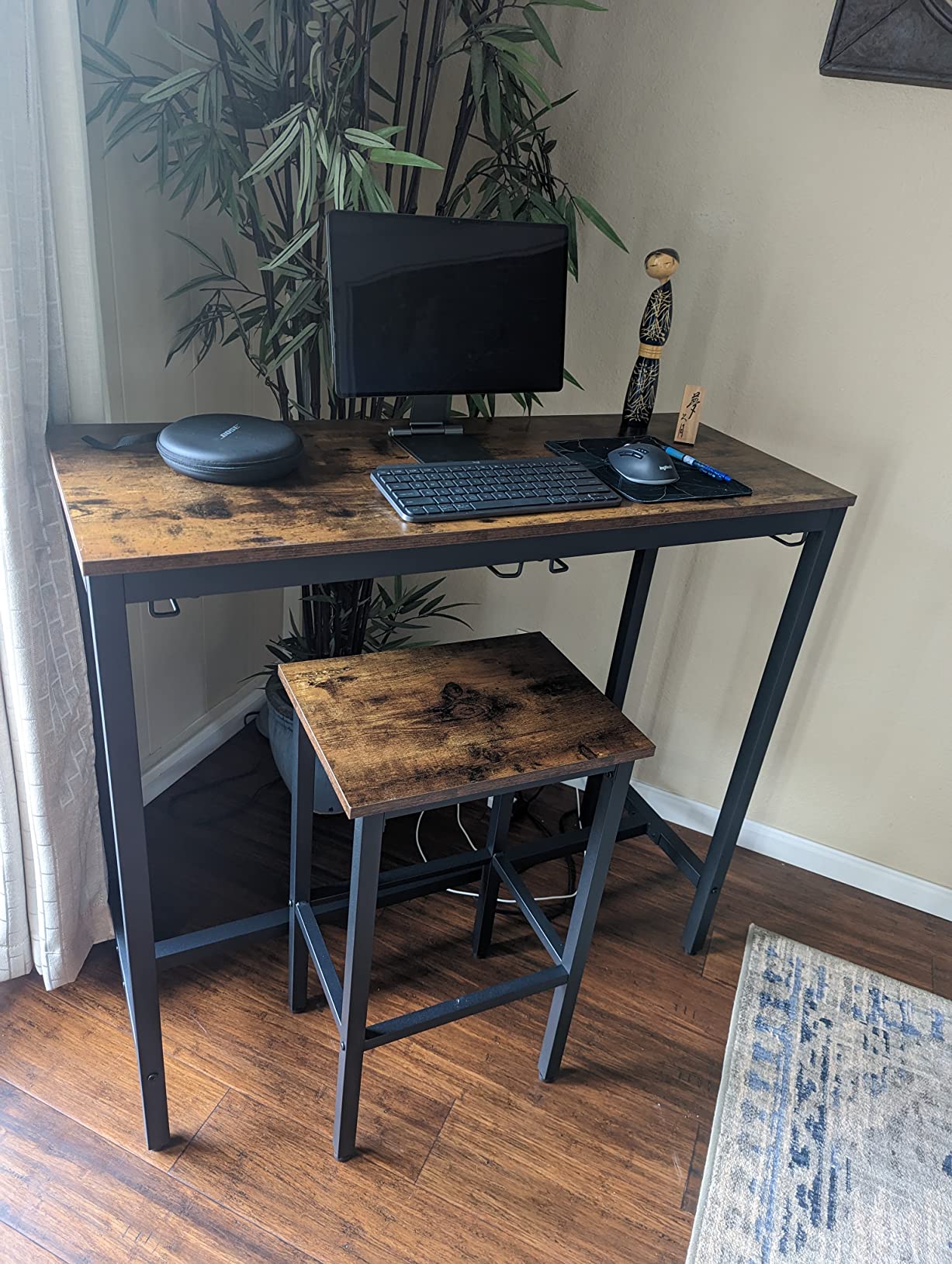 HOOBRO Bar Table Set, Pub Tables Bar Height with Stools Set of 2, Bar Chairs Under Counter Height Table for Small Spaces, Industrial Dining Table Sets for Kitchen, Living Room, Parties BF54BT01 customer photo 1