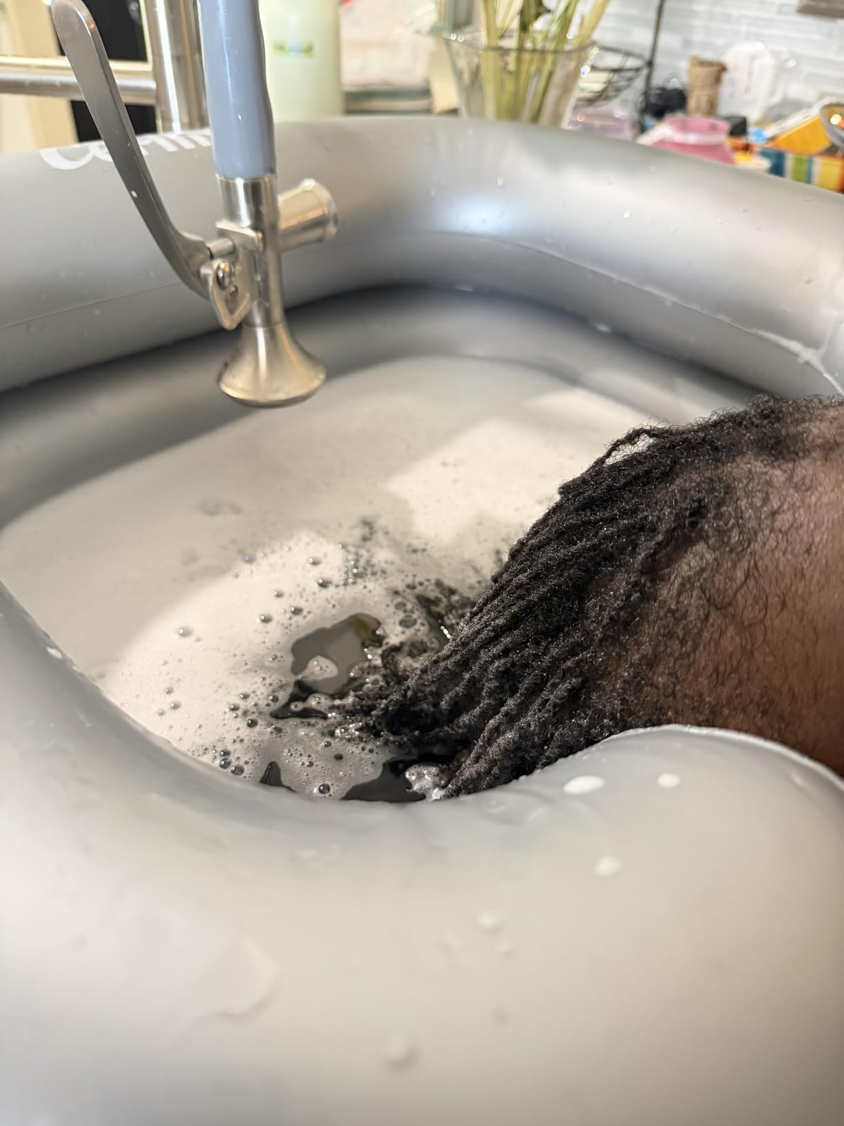 Inflatable Shampoo Basin - Portable Shampoo Bowl, Hair Washing Basin for Bedridden, Disabled, Injured, Hair Wash Tub for Dreadlocks and at Home Sink Washing customer photo 1
