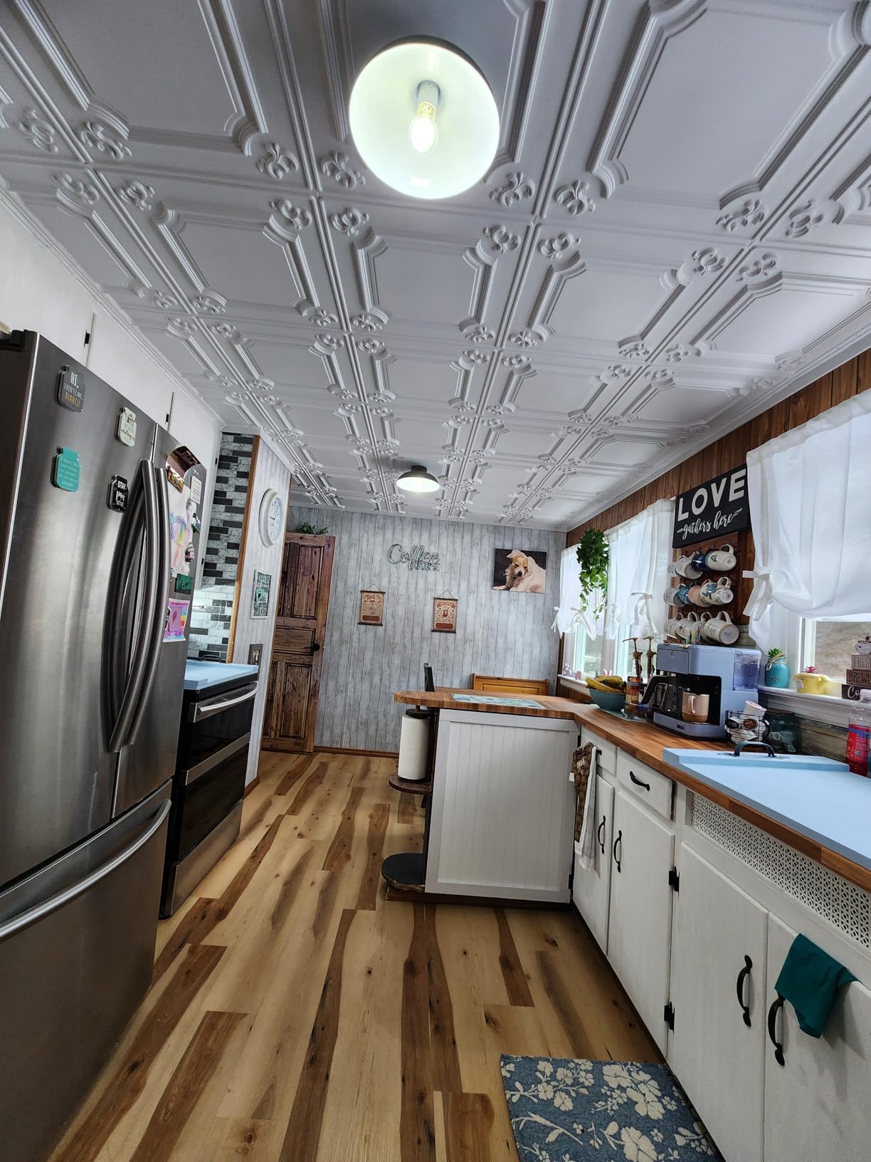 Art3d 12-Pack Waterproof PVC Drop Ceiling Tiles, 24 x 24 in, White | Lightweight, No Sag and Breakage, Easy to Clean, Compatible with Grid System, Perfect for Basement, Kitchen customer photo 1