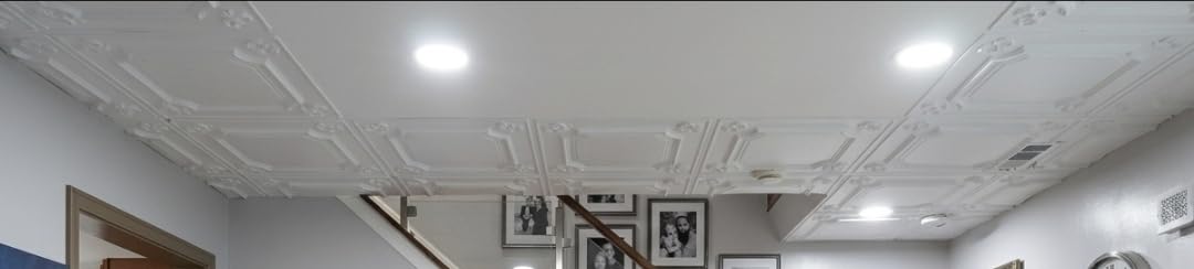 Art3d 12-Pack Waterproof PVC Drop Ceiling Tiles, 24 x 24 in, White | Lightweight, No Sag and Breakage, Easy to Clean, Compatible with Grid System, Perfect for Basement, Kitchen customer photo 2