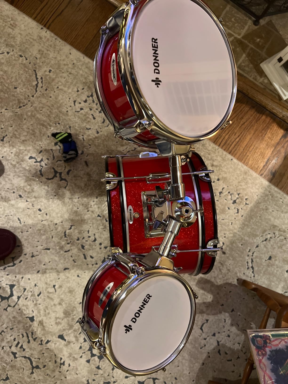 Kids Drum Sets-Donner 5-Piece for Beginners, 14 inch Junior Drum Kit, with Adjustable Throne, Cymbal, Hi-Hat, Pedal & Drumstick, Present for Child-Blue customer photo 2