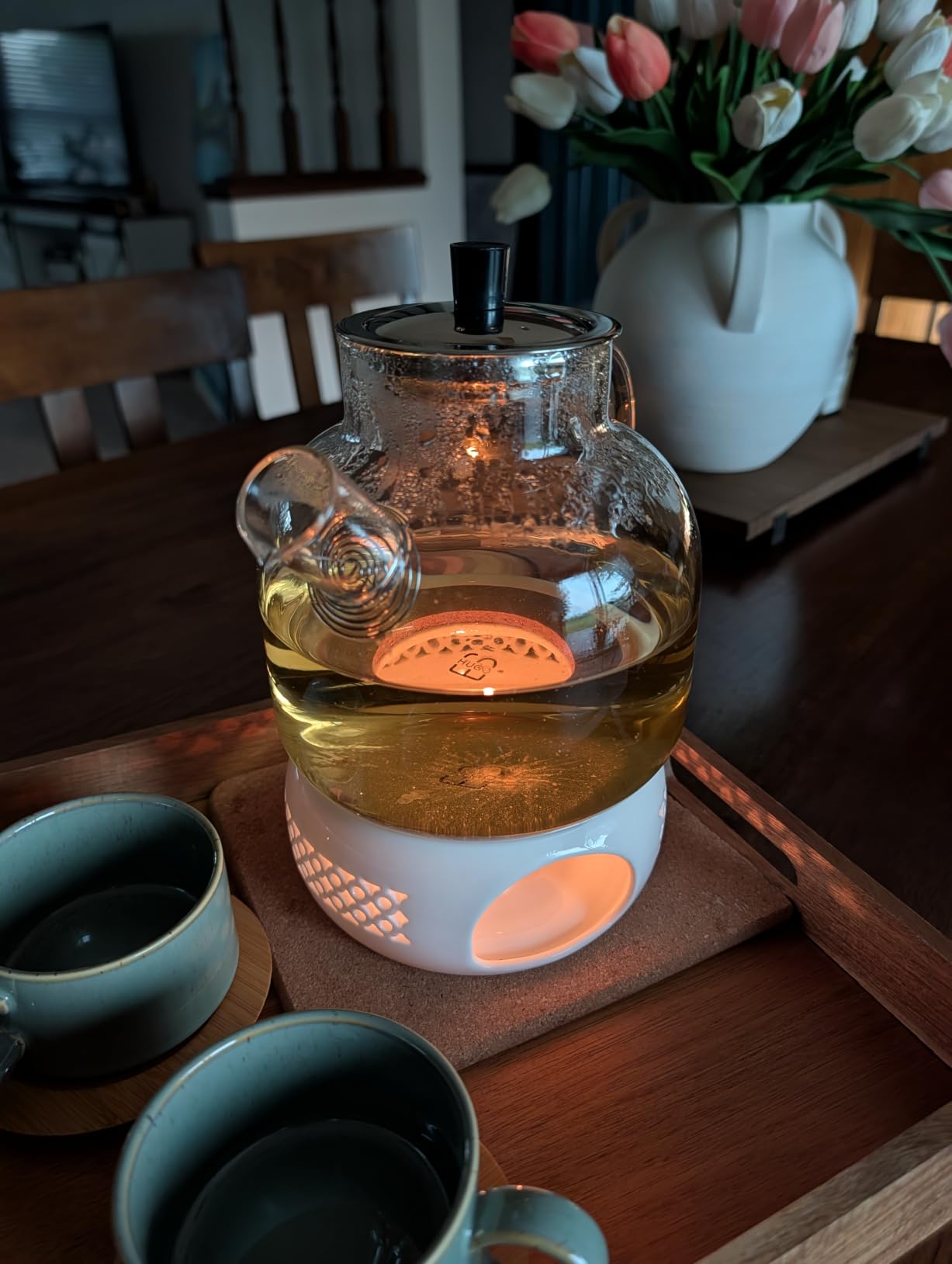 1500ml(50oz) Glass Teapot with Removable Infuser, Ehugos Stovetop Safe Large Tea Pot, Blooming and Loose Leaf Hand Crafted Kettle for Women and Adult with Stainless Infuser customer photo 1