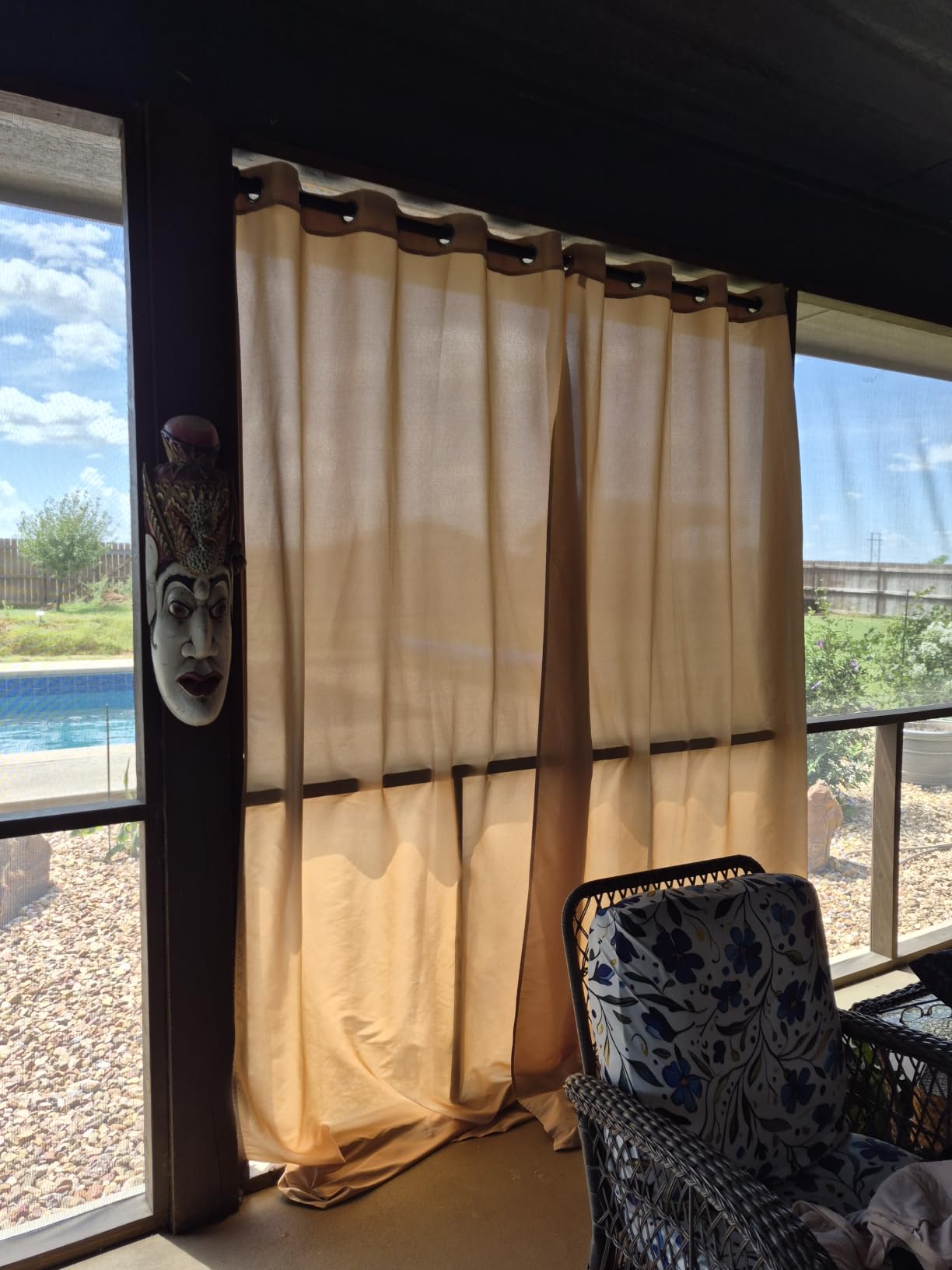PureFit Outdoor Curtains for Patio Waterproof Weatherproof Outside Curtains | UV Resistant Porch, Pergola, Balcony, Gazebo Curtains Sun Filtering Privacy Blinds, 52W x 84L inch, 1 Panel, Beige customer photo 1