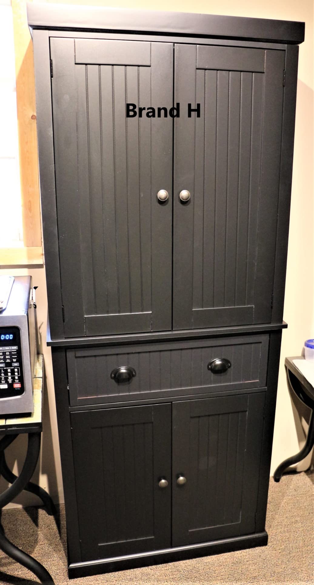 Crosley Furniture Seaside Coastal Pantry Storage Cabinet with Shelves, Kitchen, Dining, or Laundry Room, Distressed Navy customer photo 1