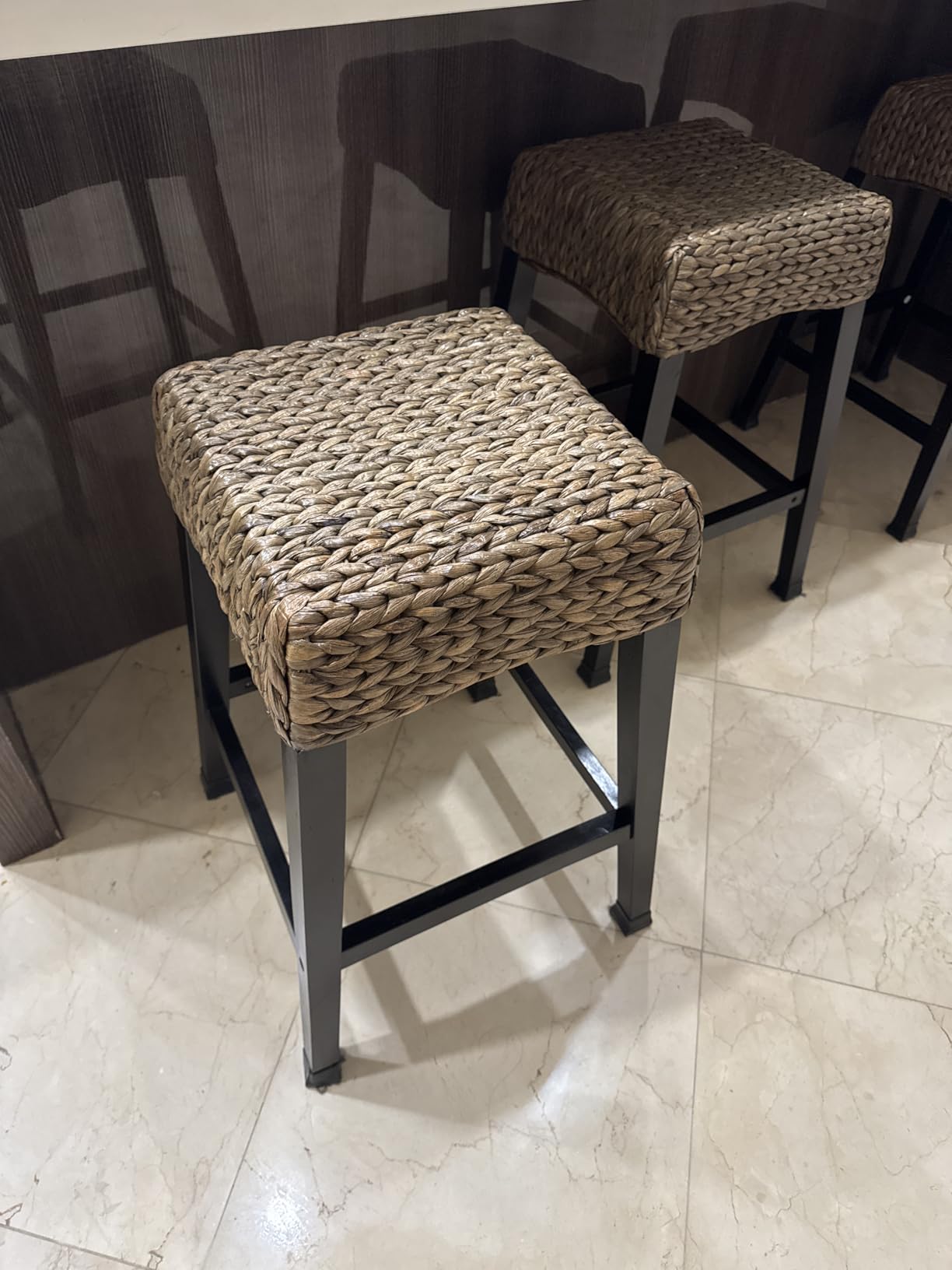 Crosley Furniture Edgewater Rattan Counter Stools, Set of 2 | Kitchen Island and Counter Seating, Seagrass customer photo 2