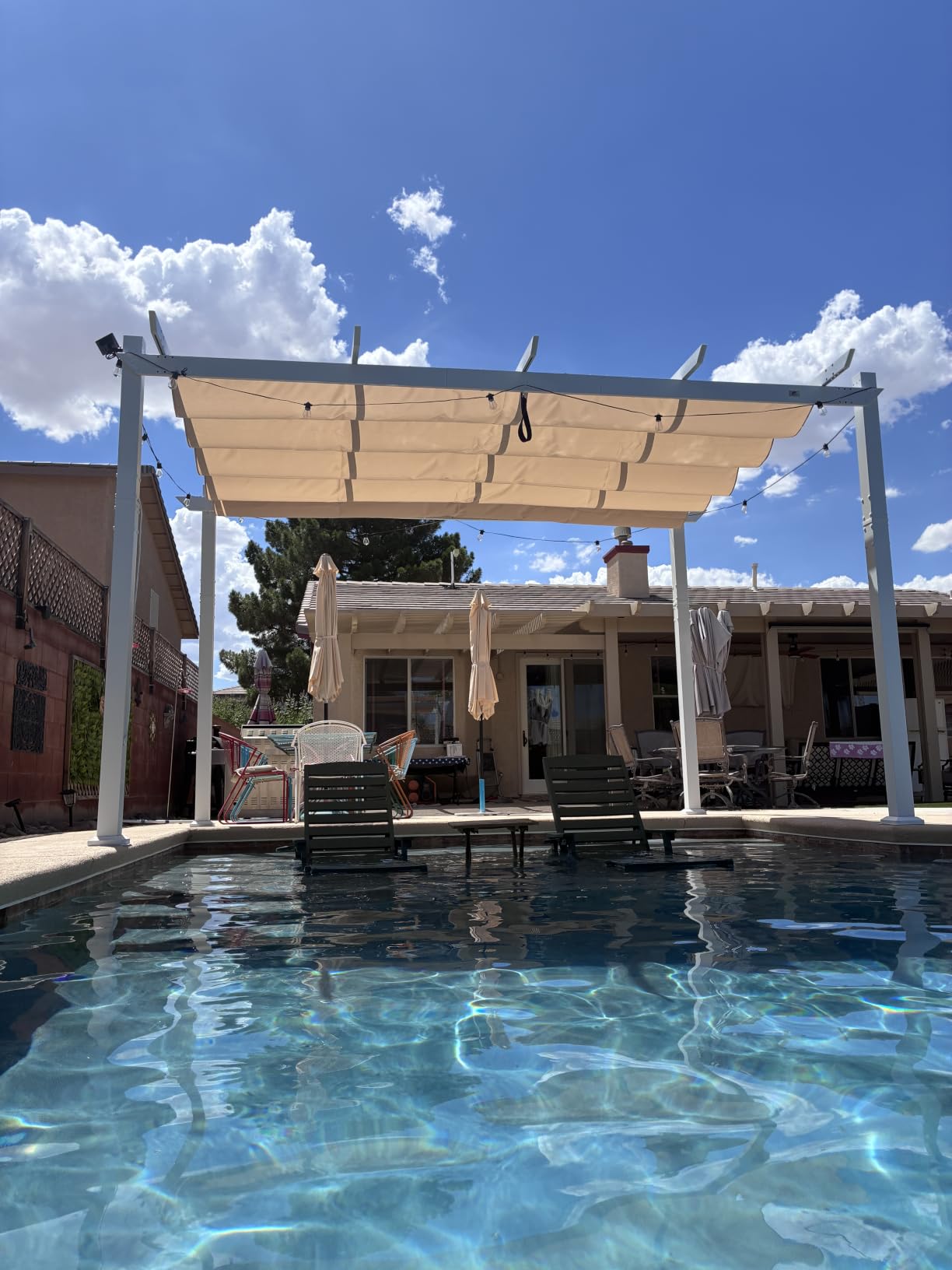 PURPLE LEAF 10' x 13' Aluminum Outdoor Pergola Wind-Resistant Retractable Pergola with Double Sun Shade Canopy Heavy-Duty Metal Pergola for Patios Backyard Deck Garden, Grey customer photo 1