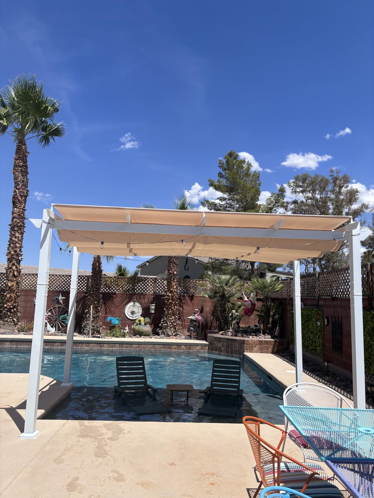 PURPLE LEAF 10' x 13' Aluminum Outdoor Pergola Wind-Resistant Retractable Pergola with Double Sun Shade Canopy Heavy-Duty Metal Pergola for Patios Backyard Deck Garden, Grey customer photo 2
