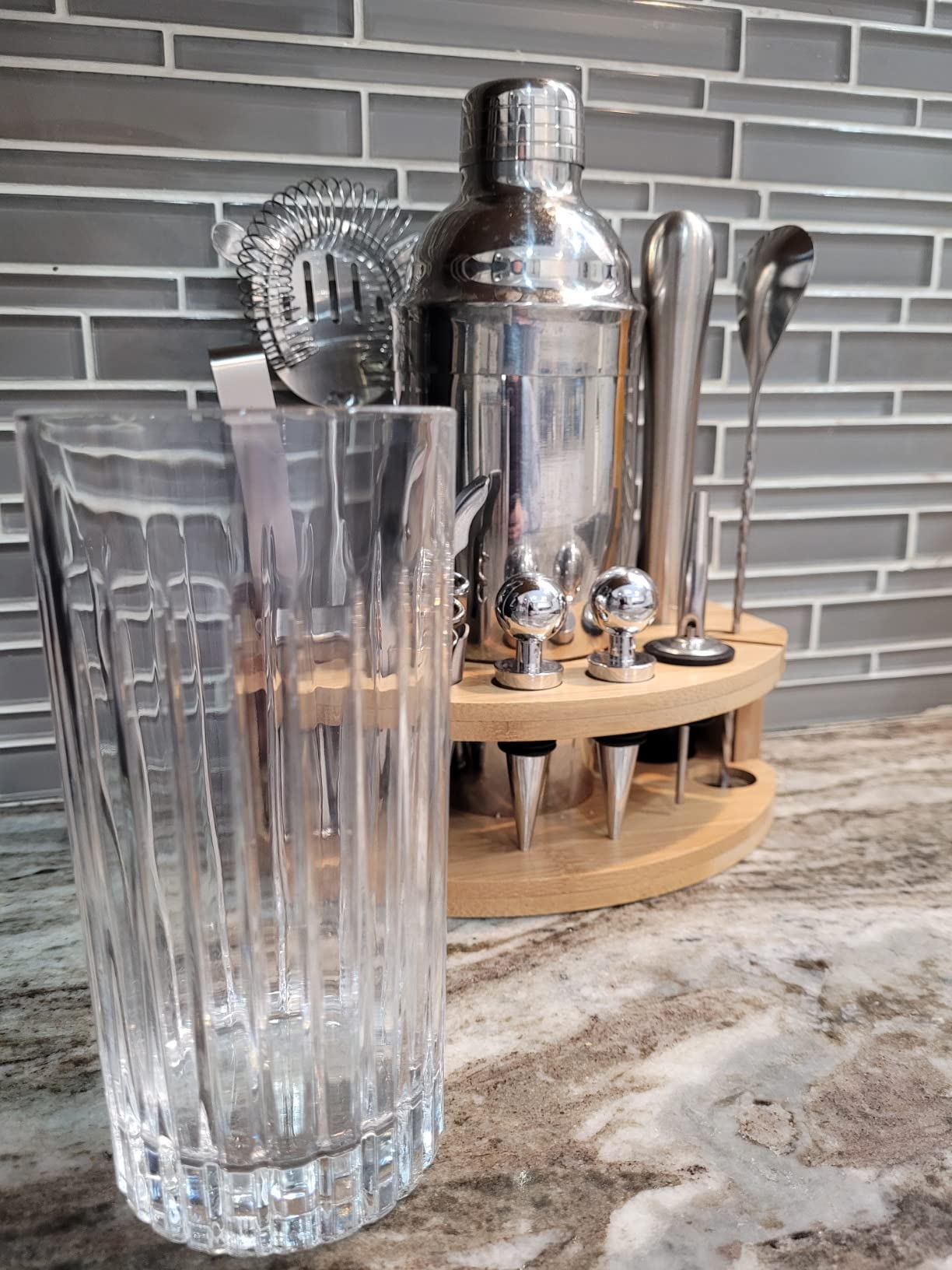 Viski Reserve Milo Crystal Highball Glasses - European Crafted Collins Glasses Set of 4-14oz customer photo 2