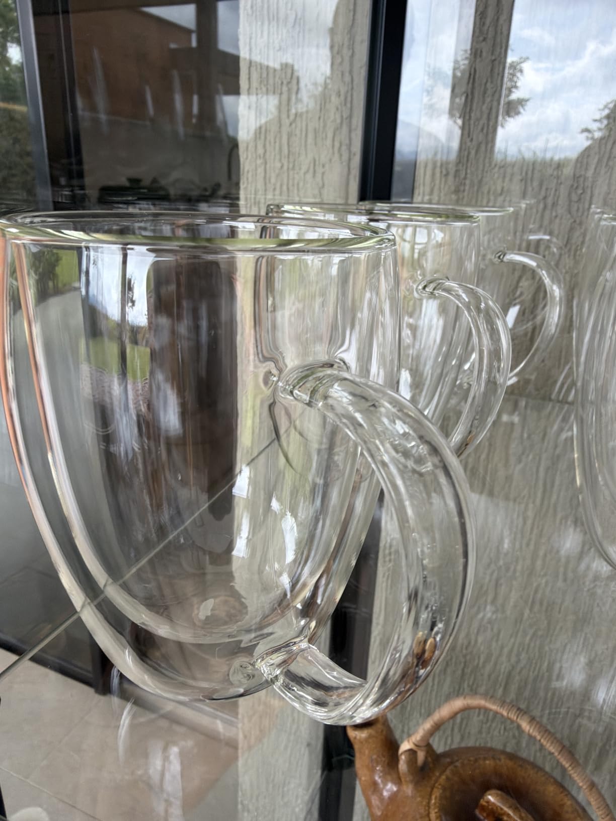 LIBWYS 6 Pack Double Walled Coffee Cups Glasses Mug 12oz Borosilicate Glass | Espresso Cappuccino Latte Tea Cups with Handle, Insulated Heat Resistant Clear Drinking Cups, Hot and Cold Beverages, 350ml customer photo 2