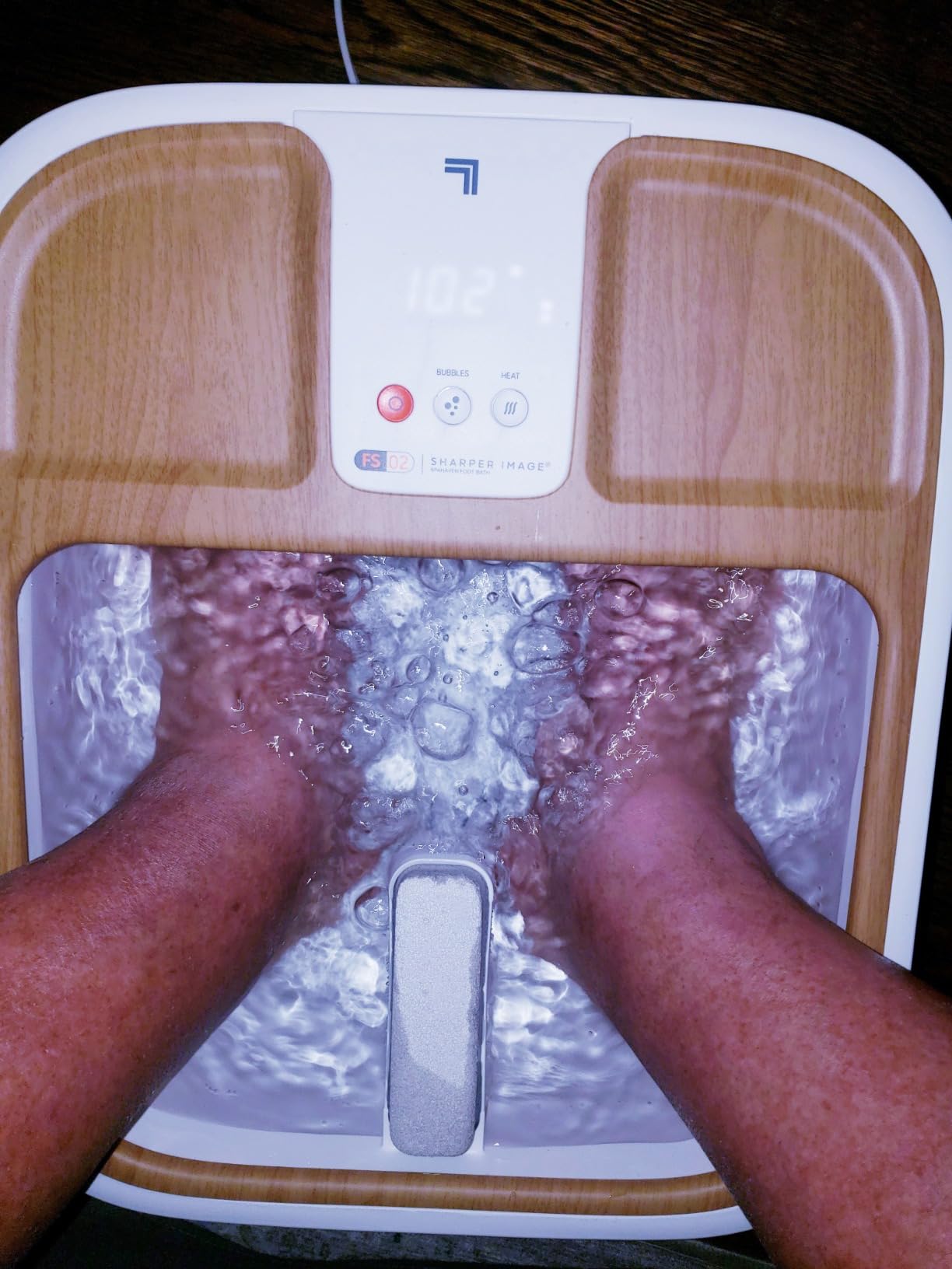 Sharper Image Spahaven Heated Foot Bath - Bubble Jets, Massage Rollers, 105°F, Pumice Stone Callus Remover| XL Foot Soaking Tub| Feet Scrubber| Home Pedicure Foot Spa| Womens Relief & Relaxation Gift customer photo 2