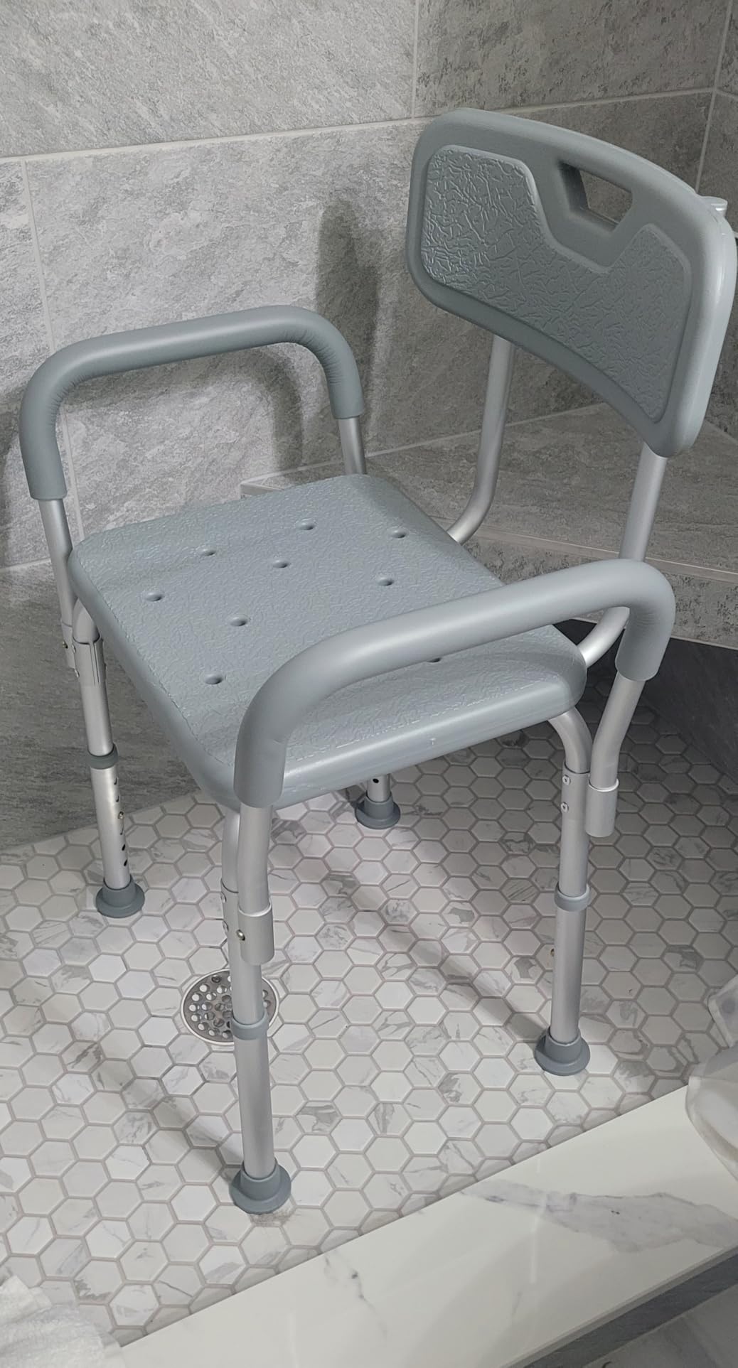 Medline Shower Chair with Backrest and Padded Armrests - 350 lb. capacity, Bath Bench, Seat, Stool for Independent Adult, Seniors, Elderly & Disabled Patients customer photo 2