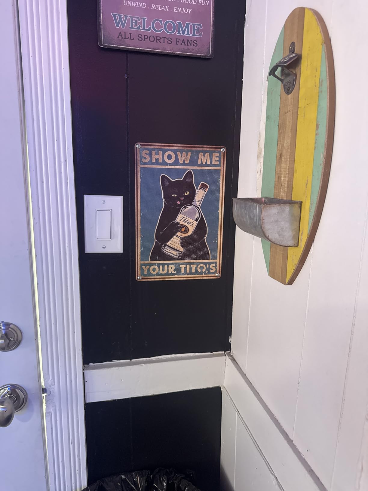 Funny Show Me Your Tito's Black Cat Poster Man Cave Sign Vintage Bar Sign Bar Wall Decor 12