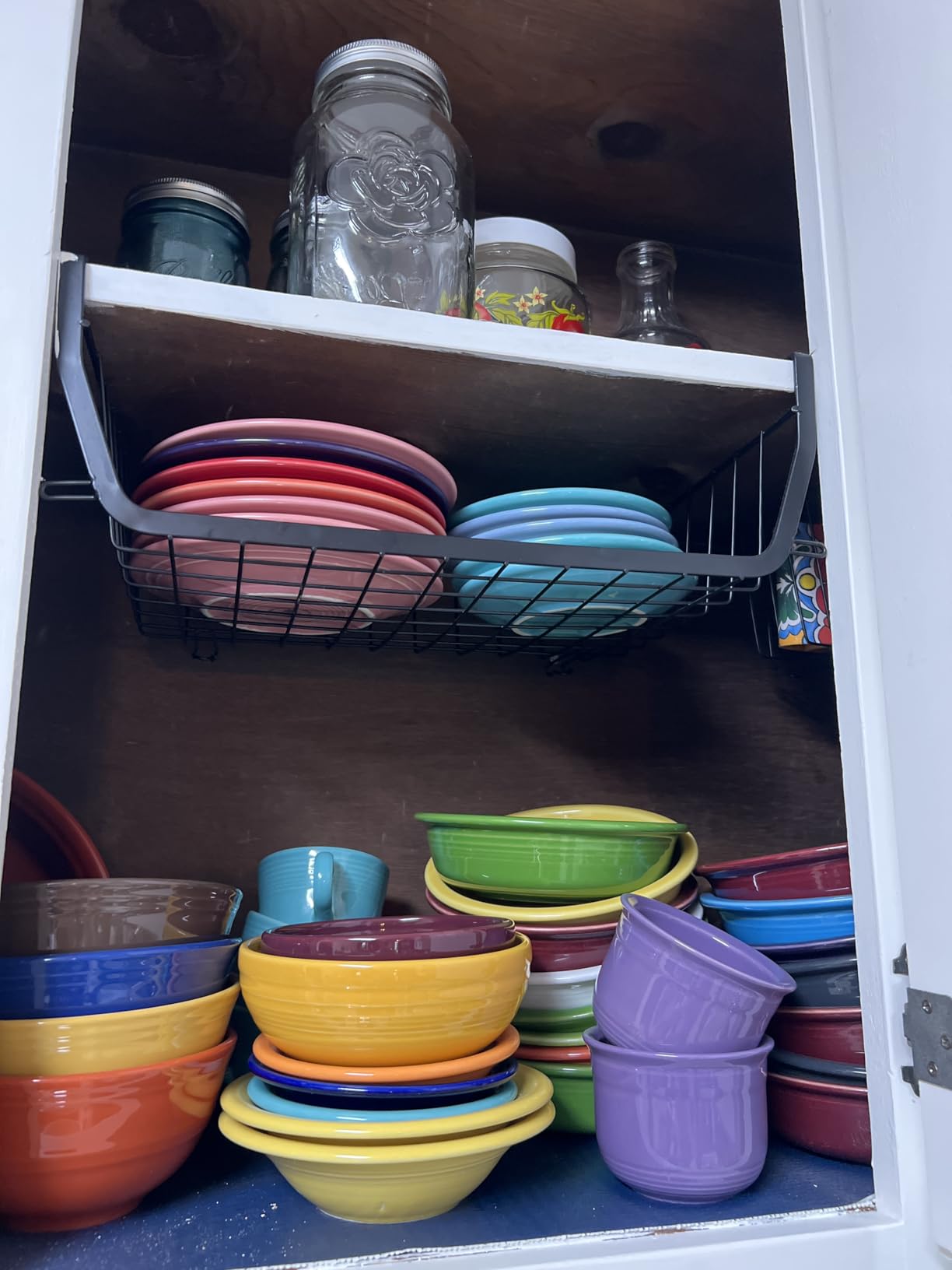 Tebery 4 Pack Black Under Shelf Wire Basket, Hanging Storage Baskets Under Cabinet Add-on Storage Racks, Slide-in Baskets Organizer for Kitchen Pantry Desk Bookshelf customer photo 1