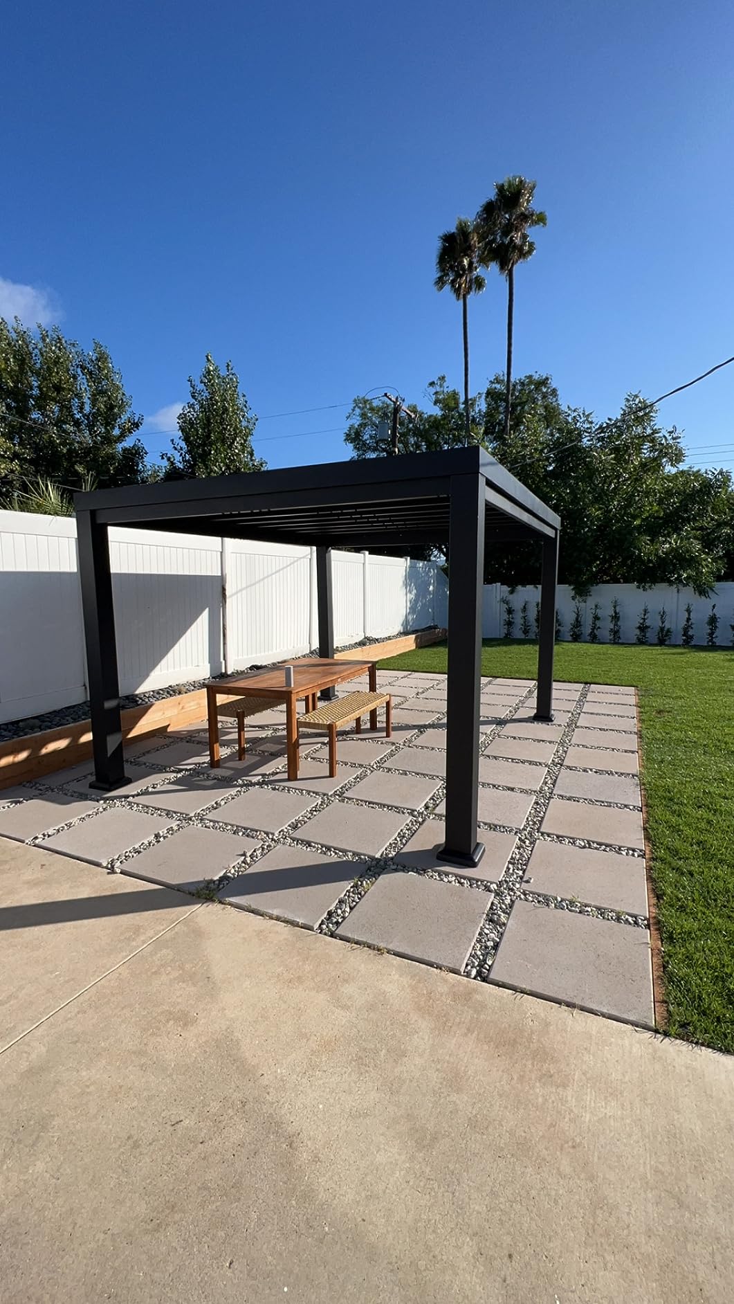 Backyard Discovery Windham 14' x 10' Modern Galvanized Steel Pergola Kit with Shade Sail Canopy, All-Season Durability, PowerPort, High-Wind Rating for Outdoor Patio, Garden, Deck, Entertaining customer photo 2