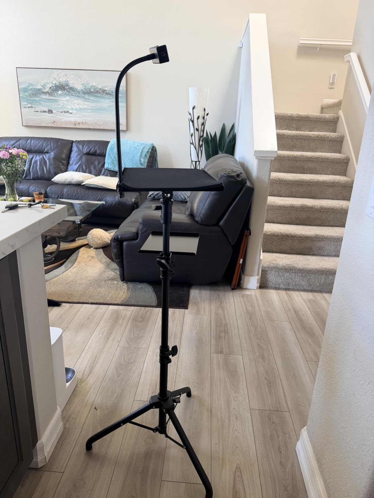 Tossbiss Laptop Tripod on Wheels with 2 Shelves | Portable Projector Floor Stand Adjustable Height 25.9 to 51.8 Inch with Phone Holder, Projector Stand customer photo 2