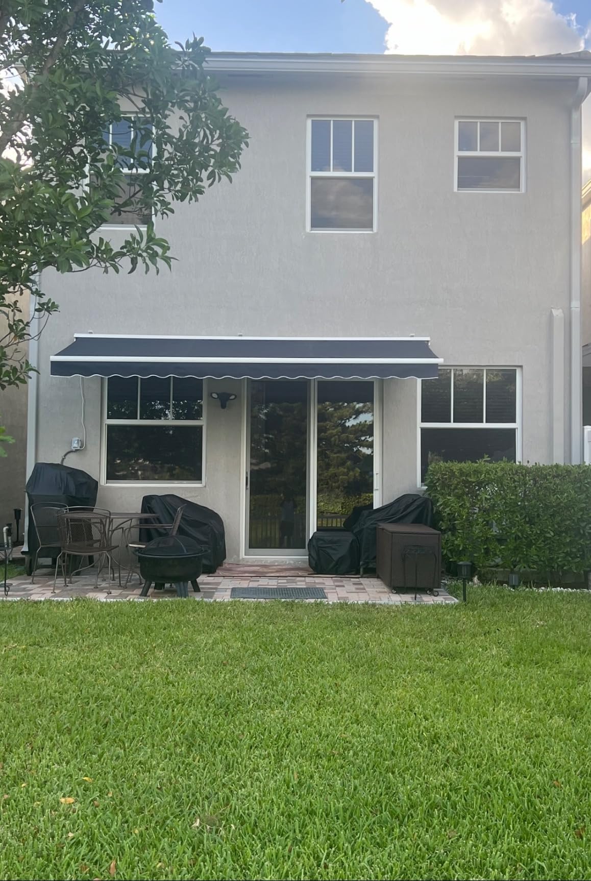 Patio Awning Retractable 15'x10', Fully Assembled Motorized Electric Commercial Grade - Quality 100% Dope-dyed Acrylic Window Door Sunshade Shelter - Deck Canopy Balcony (15'x10', Navy Blue) customer photo 1