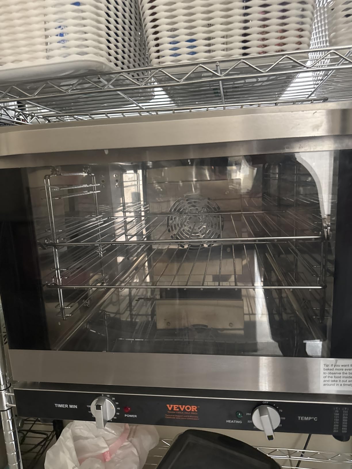VEVOR Commercial Convection Oven, 66L/60Qt, Half-Size Conventional Oven Countertop, 1800W 4-Tier Toaster w/Front Glass Door, w/Trays Wire Racks Clip Gloves, 120V customer photo 1