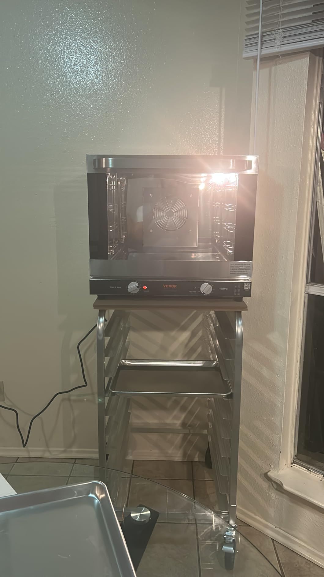 VEVOR Commercial Convection Oven, 66L/60Qt, Half-Size Conventional Oven Countertop, 1800W 4-Tier Toaster w/Front Glass Door, w/Trays Wire Racks Clip Gloves, 120V customer photo 2