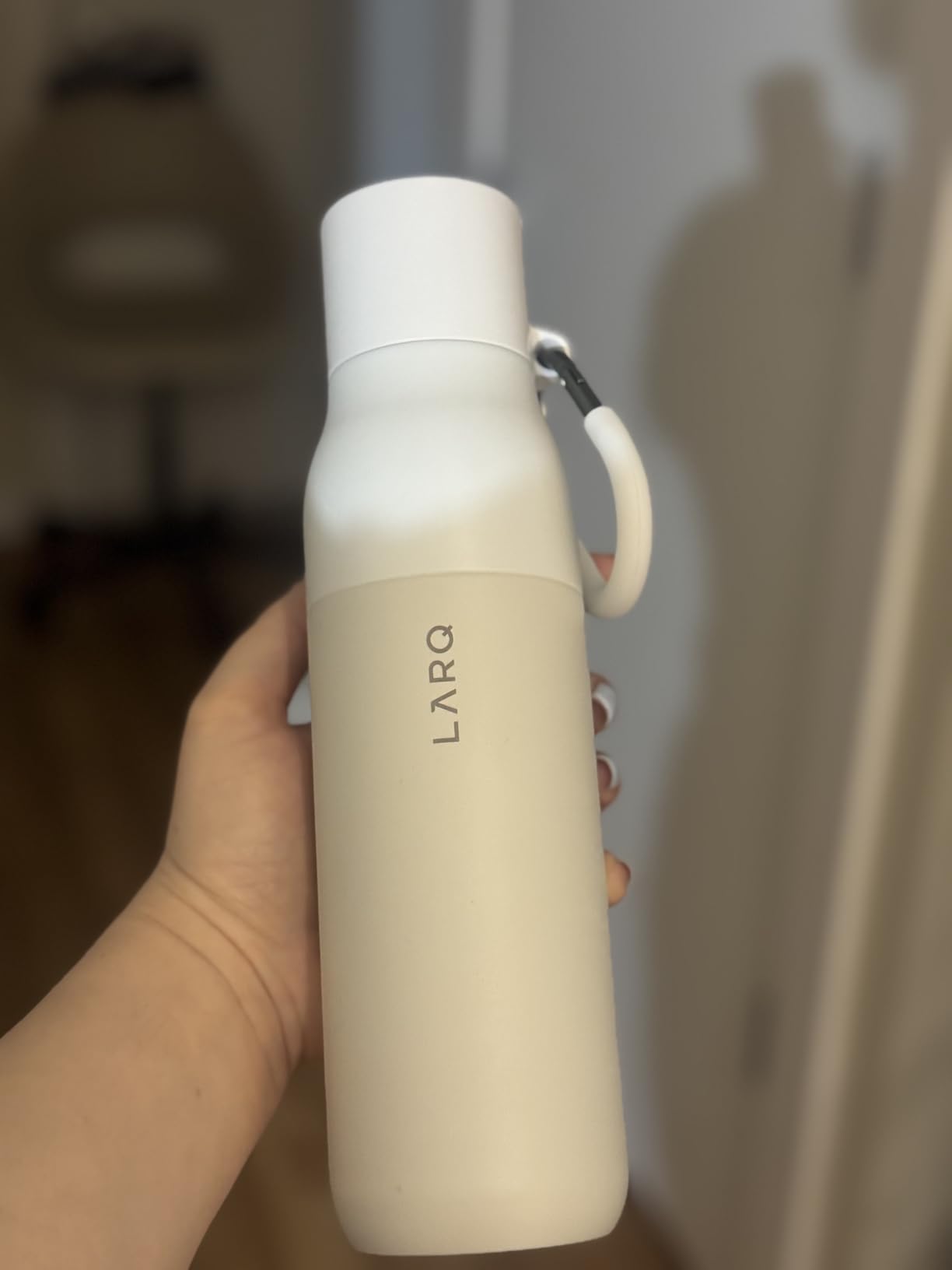 LARQ Bottle Filtered - Insulated Stainless Steel Water Bottle with Filter Straw, Removes Chlorine, PFAS Lead, BPA-Free Leak Proof Flip Top, 24h Cold for Travel Gym Office, 25 oz, Granite White customer photo 1