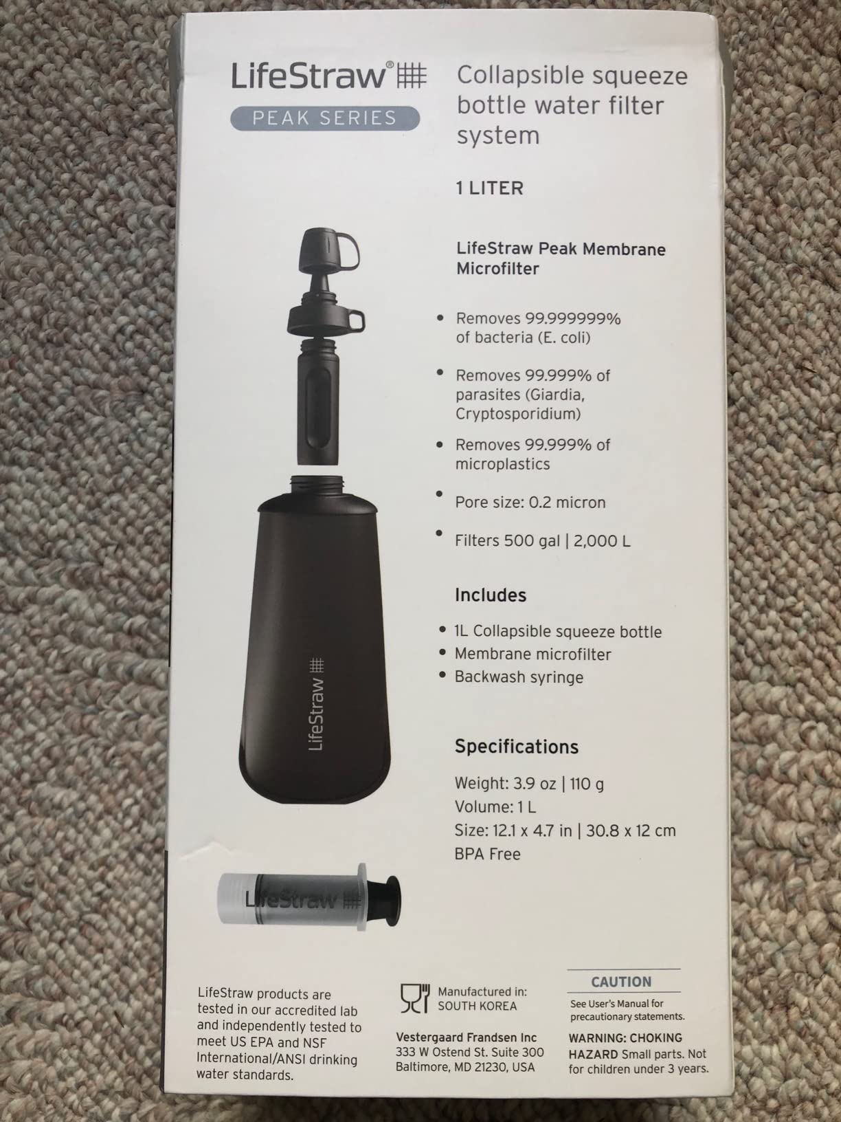 LifeStraw Peak Series - Collapsible Squeeze Bottle Water Filter System BPA Free - 650 ml for Trail Running, Camping, Hiking, Travel, Cycling, and Fishing; Dark Mountain Gray customer photo 1