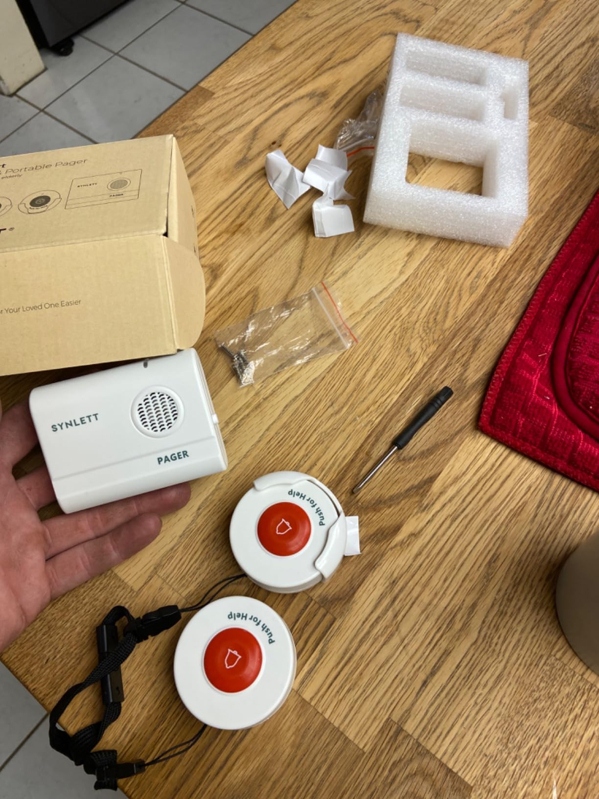 Caregiver Pager with 2 Wireless Call Buttons for Home Care | Portable battery-powered caregiver pager delivers reliable alerts when help is needed at home customer photo 1