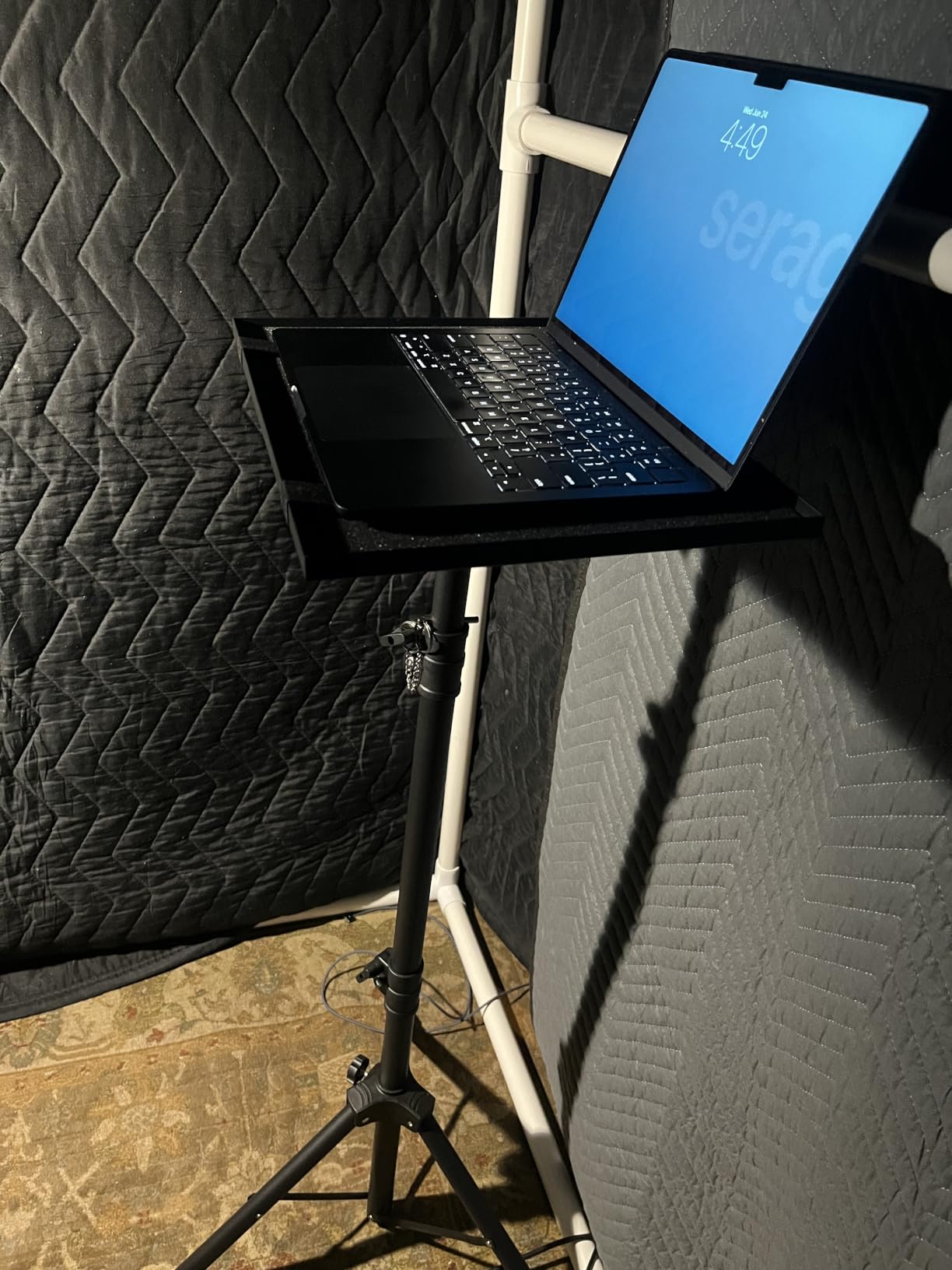 Projector Stand Tripod Adjustable, Laptop Height from 23.5 to 46.5 inches with Gooseneck Phone Holder, Floor for Office, Home, Stage, Studio, DJ Racks Holder Mount customer photo 1