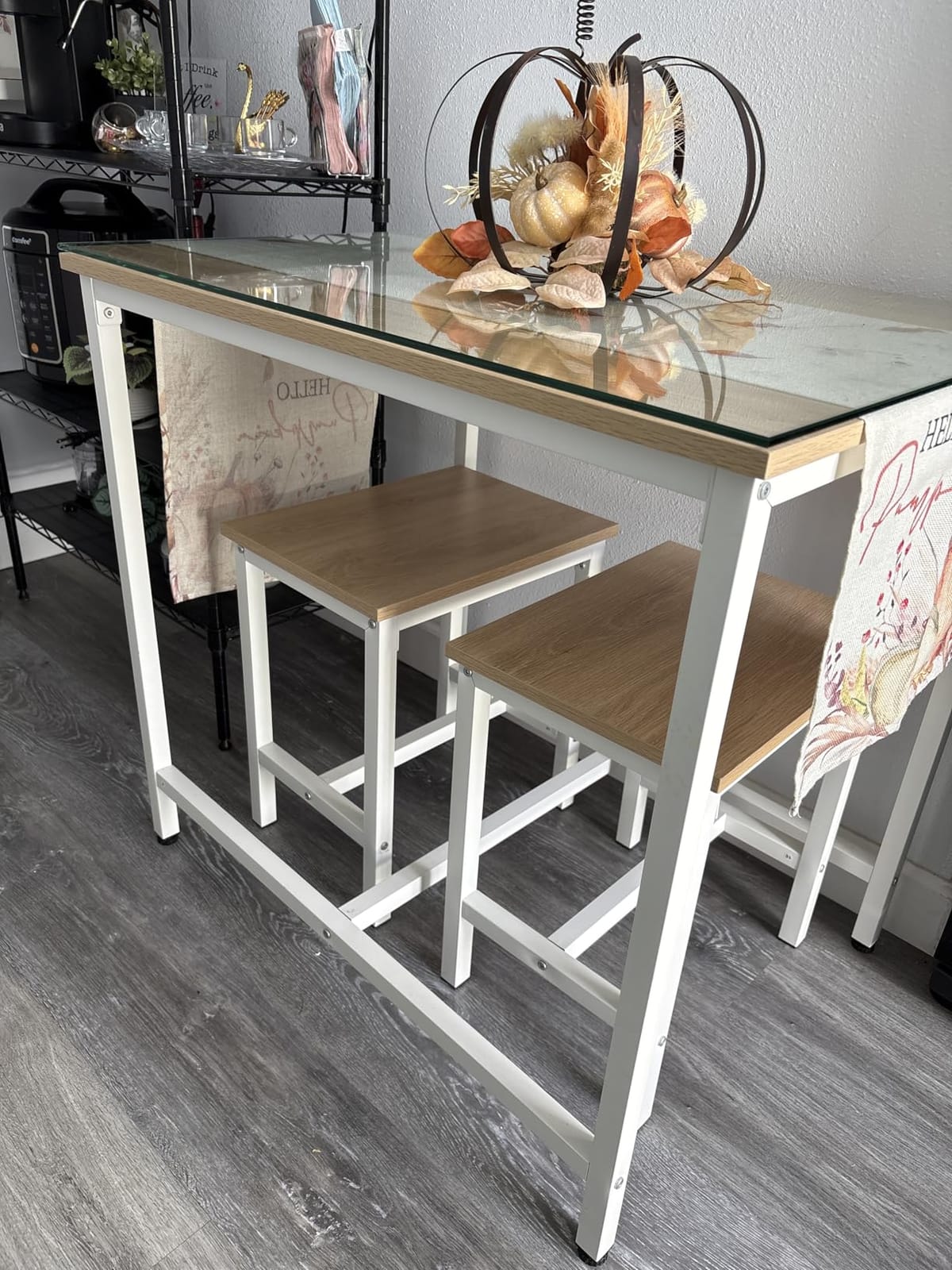 HOOBRO 3-Piece Industrial Dining Table Set, Kitchen Table, Space Saving Dinette for Kitchen, Dining Room, Small Space, Breakfast Nook, Living Room, Party, Rustic Brown and Black BF75CZ01G1 customer photo 1