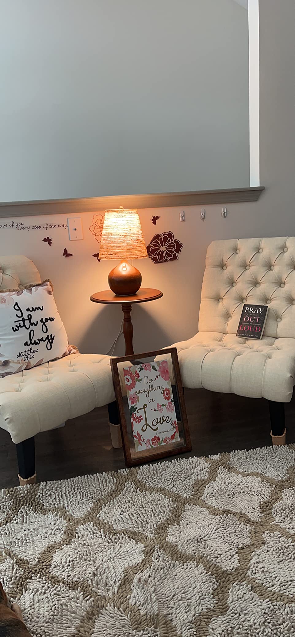 Armless Modern Accent Chairs for Living Room, Cream Fabric customer photo 1