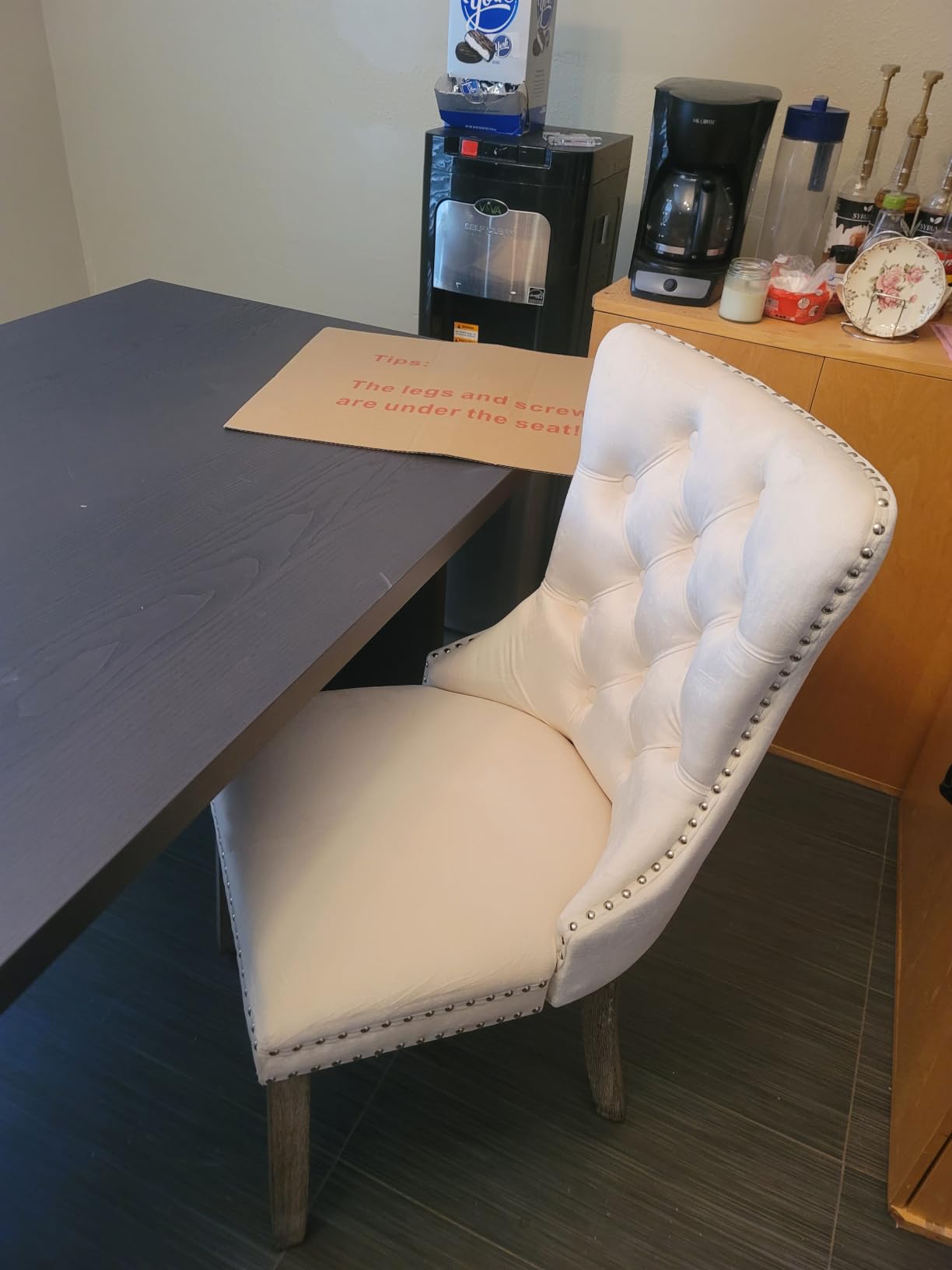 Velvet Dining Chairs, Tufted Kitchen & Dining Room Chairs, Blue, Set of 4 | Dining Chairs Set of 4, Velvet Fabric, High Wing Back, Metal Pull Ring, Wood Frame, Mid Century Modern customer photo 2