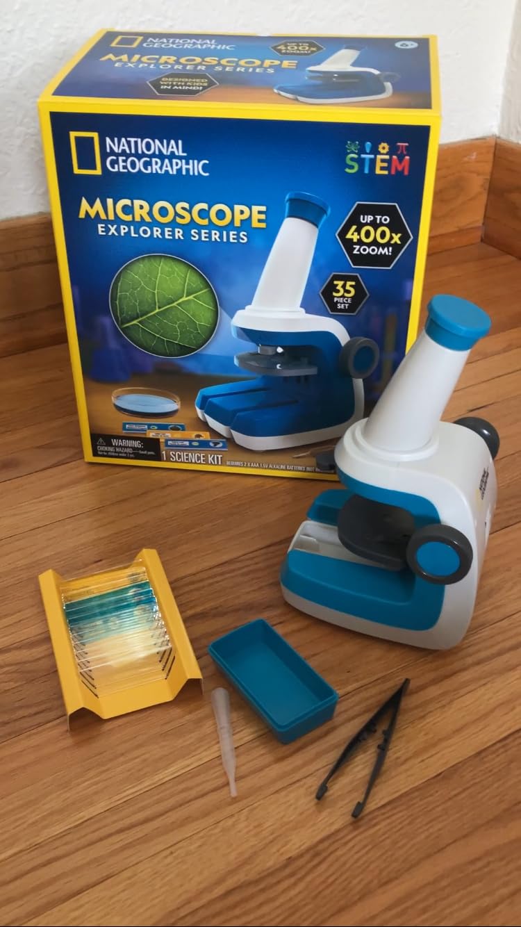 National Geographic Microscope for Kids with Up to 400x Magnification | Prepared and Blank Slides, Rock and Mineral Specimens, Easy-to-Use Science Kit, STEM Project Toy, Ages 6+ customer photo 2