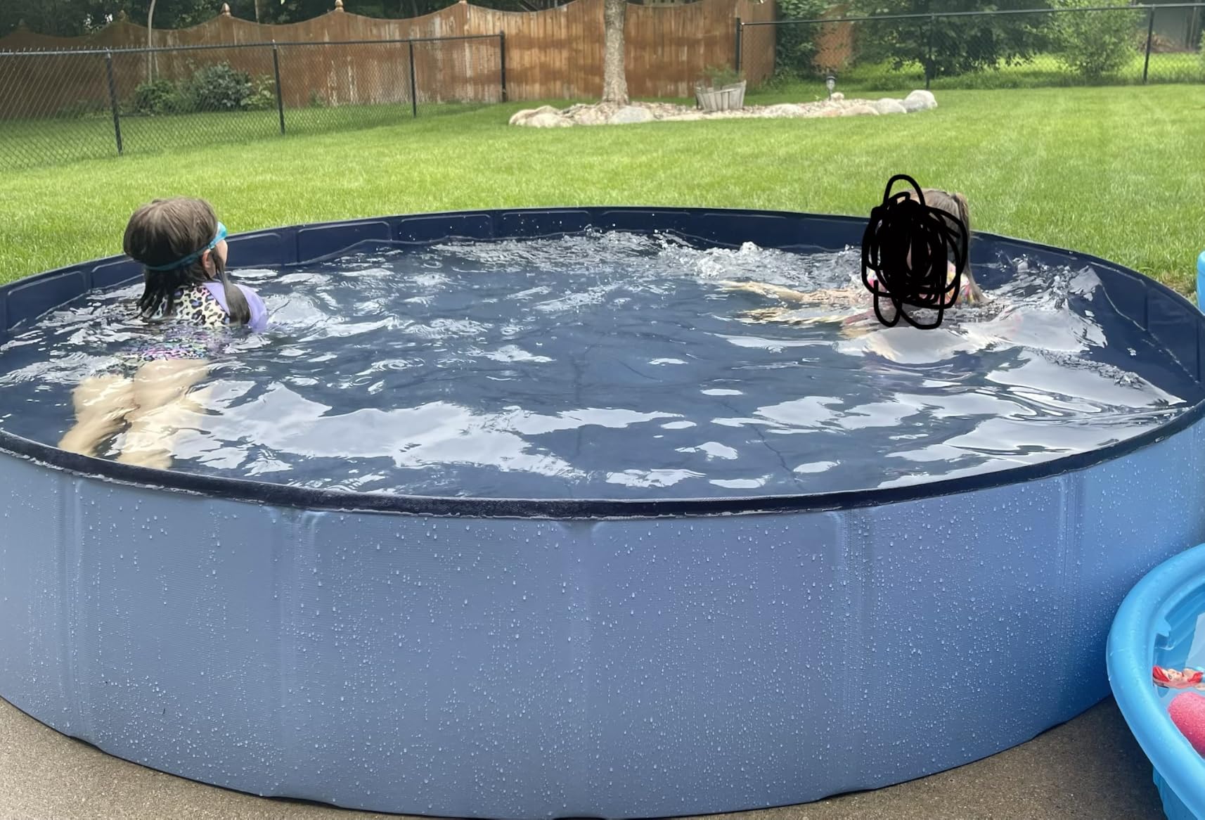 Niubya Foldable Dog Pool, Collapsible Plastic Dog Swimming Pool, 64x12 in | Portable Bath Tub for Large Pets Dogs, Pet Wading Pool Indoor and Outdoor Use customer photo 2