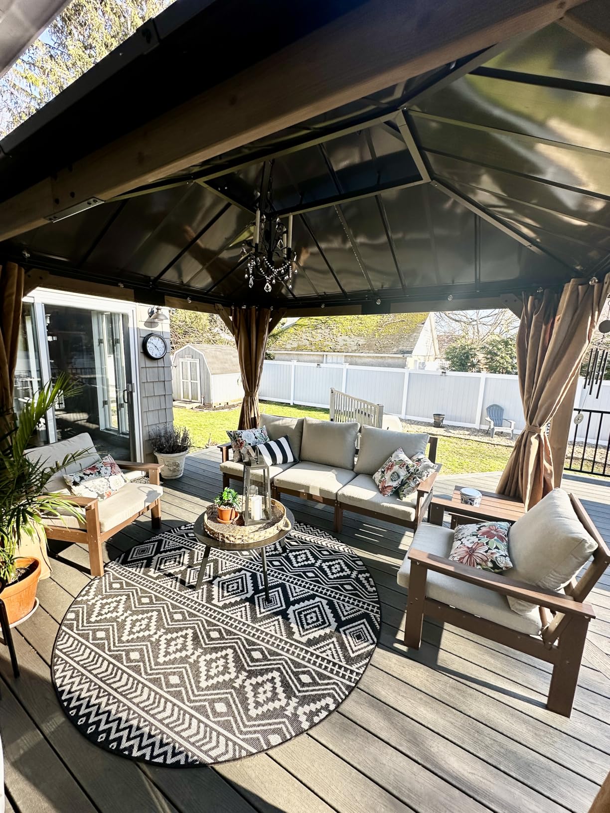 10 x 12 Ft Gazebo Curtains, 4 Panels with Zippers, Khaki | Curtain Only, Hooks & Rings Included, Patio Privacy Screen, Tiebacks, Side Wall Replacement, Patio and Backyard Use customer photo 1