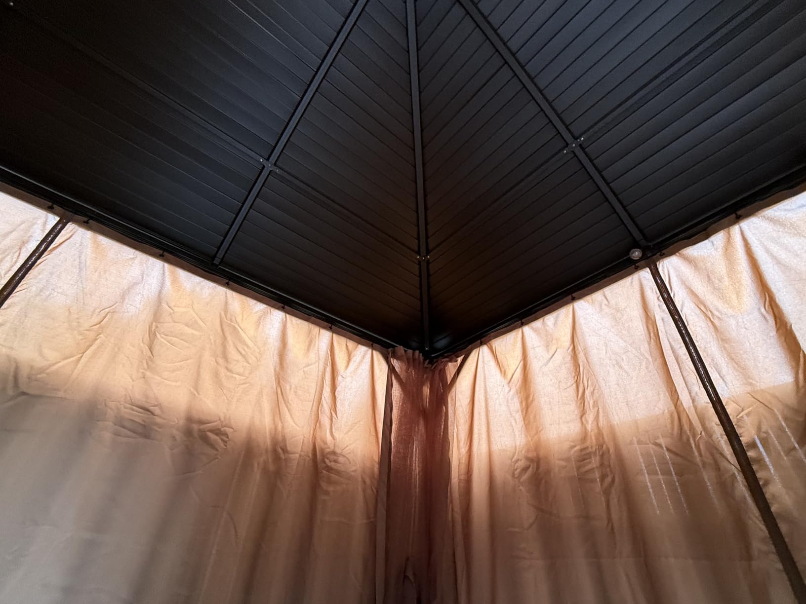 10 x 12 Ft Gazebo Curtains, 4 Panels with Zippers, Khaki | Curtain Only, Hooks & Rings Included, Patio Privacy Screen, Tiebacks, Side Wall Replacement, Patio and Backyard Use customer photo 2