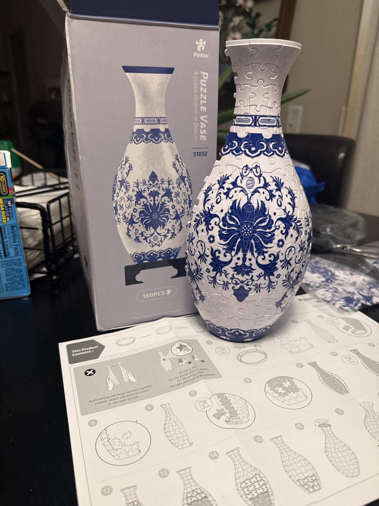 Pintoo Unique 3D Puzzle Vase for Adults - 160 Curved Plastic Pieces [S1035] | Flowers and Birds - Crafts for Adults, Housewarming Gift for Flower Arrangements and Home Décor customer photo 1