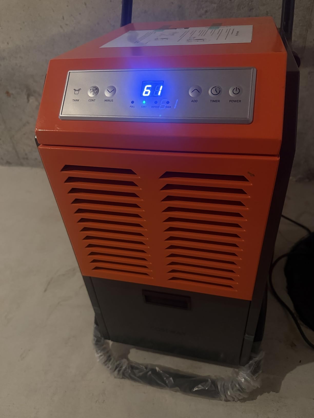 COSTWAY 163 Pints Commercial Dehumidifier (Orange) | 4500 Sq.Ft Crawl Space Dehumidifier with Drain Hose, 24H Timer, for Basement, Warehouse, Job Site customer photo 1