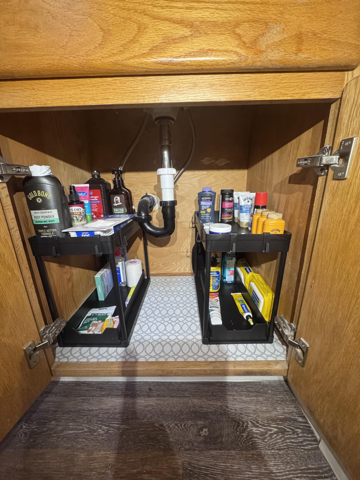 DEKAVA Under Sink Organizer 2 Pack, Bathroom Cabinet Organizer, 2 Tier Sliding Cabinet Basket Organizer Drawer, Multi-Purpose Bath Collection Baskets for Bathroom (Black) customer photo 1