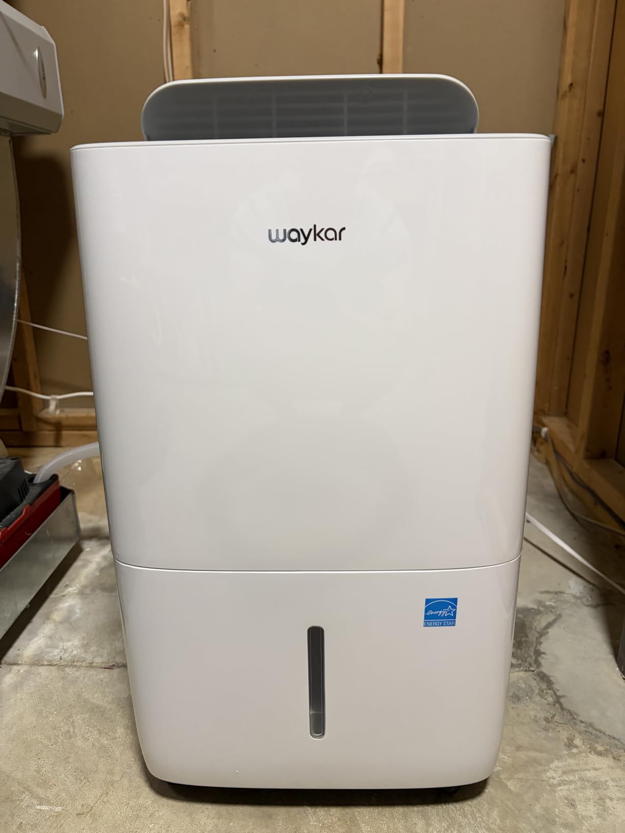 Waykar 150 Pint 7000 Sq.Ft Dehumidifier for Basement with Drain Hose & Tank | 90° Auto Swing, 30%-80% Humidity Control for home, Continuous drainage support, Whole-House Dehumidification, Auto-defrost customer photo 1