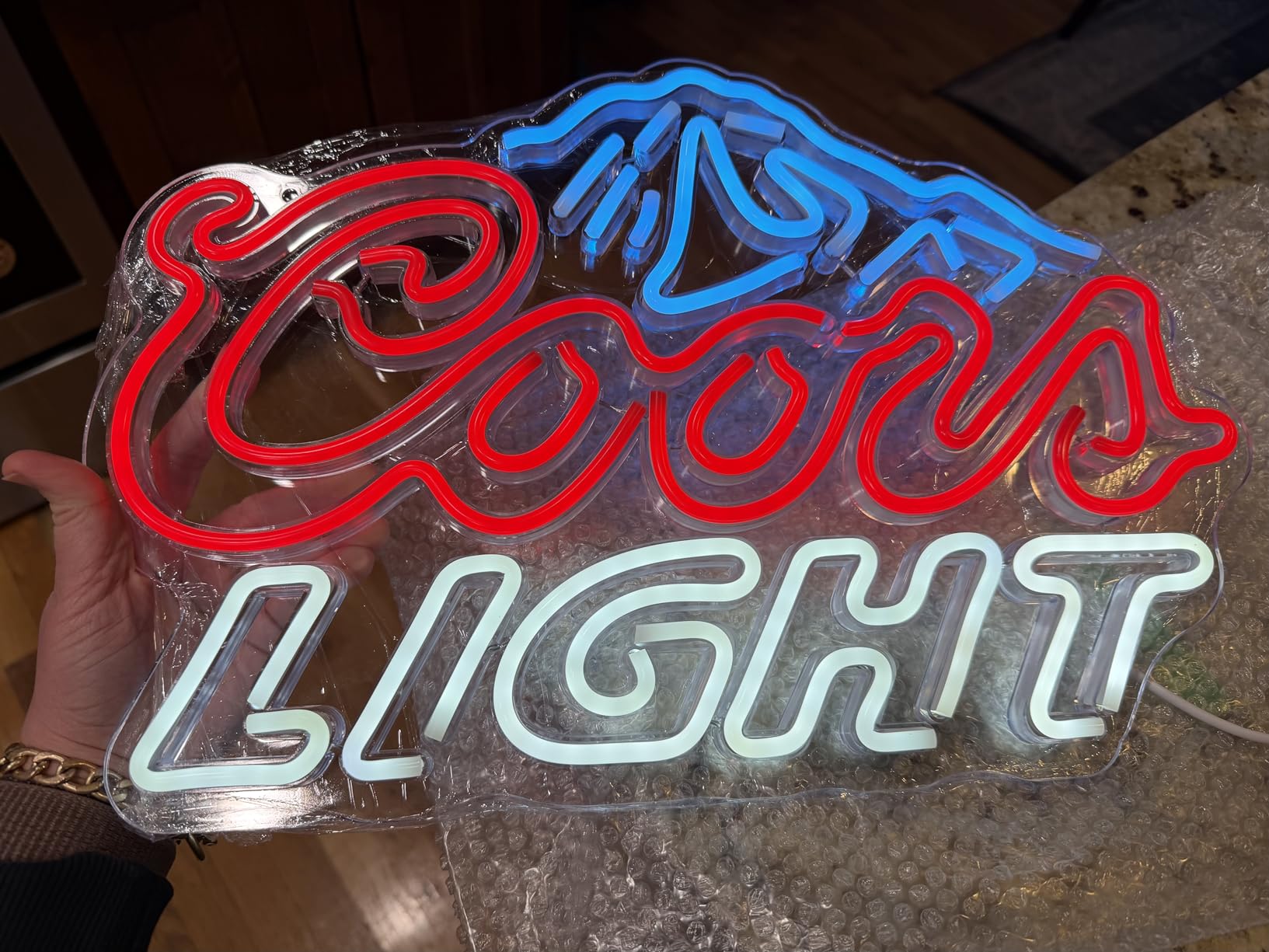 Crs LIGHT Neon Signs for Wall Decor Neon Lights for Bedroom Led Signs Suitable for Man Cave Bar Pub Restaurant Christmas Birthday Party Gift Led Art Wall Decorative Crs Light Bar Sign, 5V Usb Power, 17*11 Inch(Azure+red+white) customer photo 2