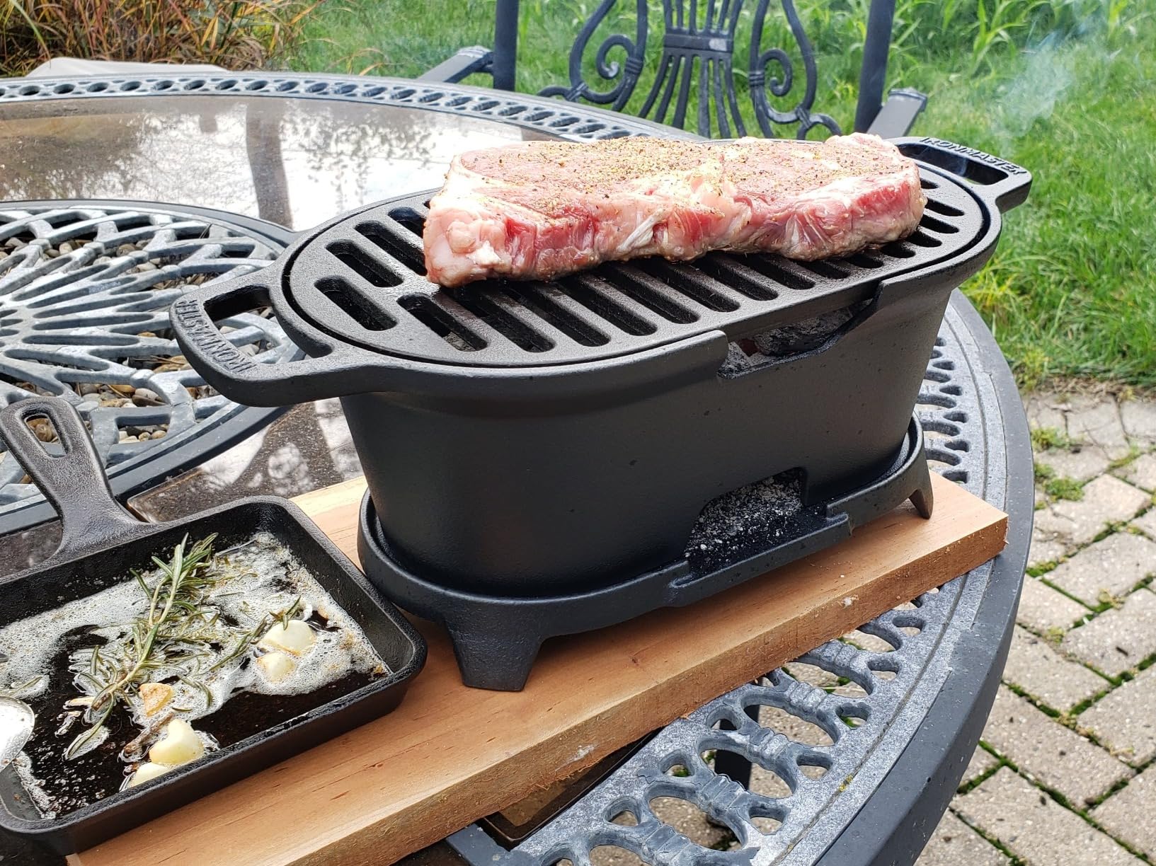 IronMaster Mini 100% Cast Iron Hibachi Grill, Tabletop Small Portable Charcoal Grill for Outdoor Camping, Japanese BBQ Grill Grate Surface 11