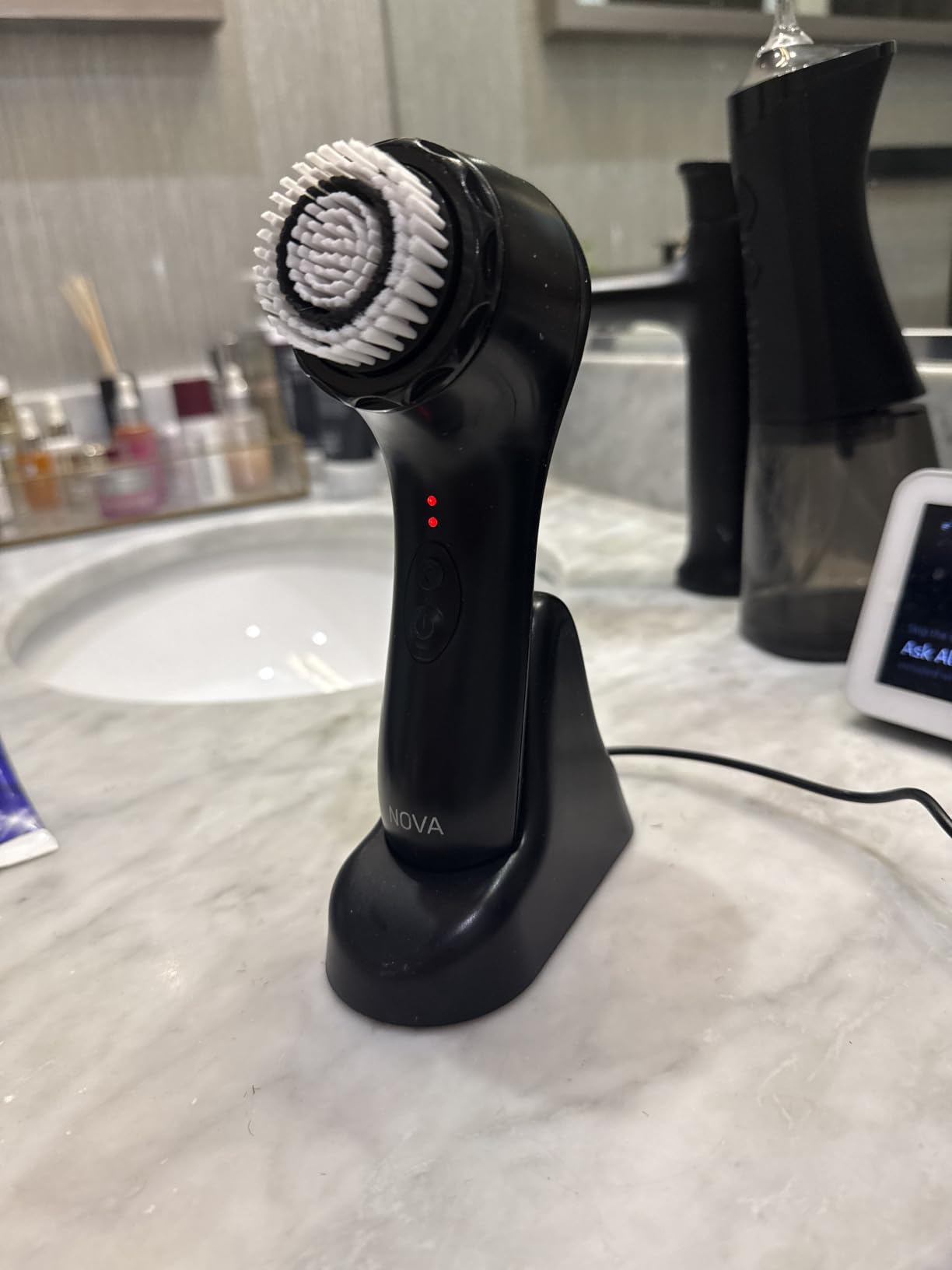 Spa Sciences NOVA - Sonic Cleansing Face Brush & Infusion System - Black | Anti-Aging Facial Exfoliating Scrubber, Waterproof, and USB Rechargeable customer photo 2