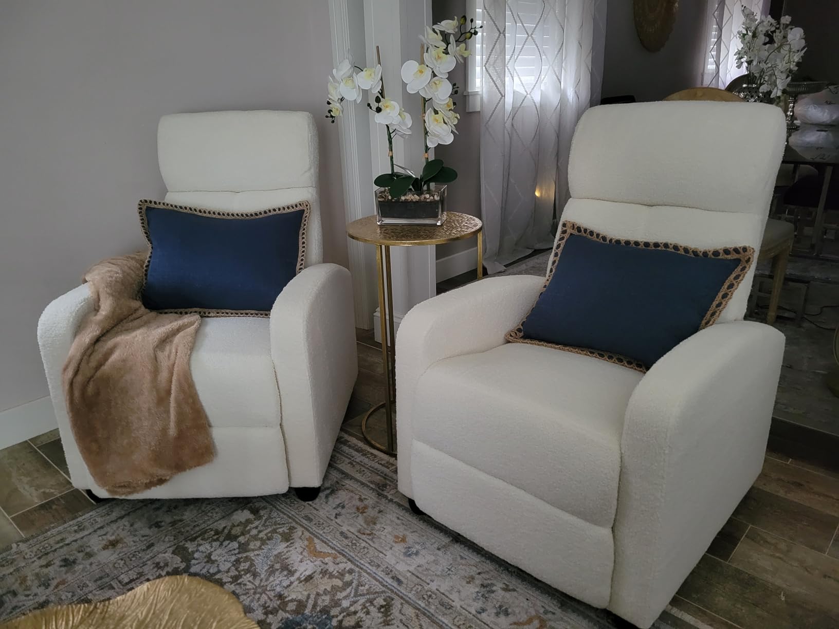 Topeakmart Boucle Recliner Chair Home Theater Seating with Footrest Ivory | Single Reclining Sofa Chair Armchair with Adjustable Push Back & High-Density Foam for Living Room Bedroom RV Easy Assembly customer photo 1